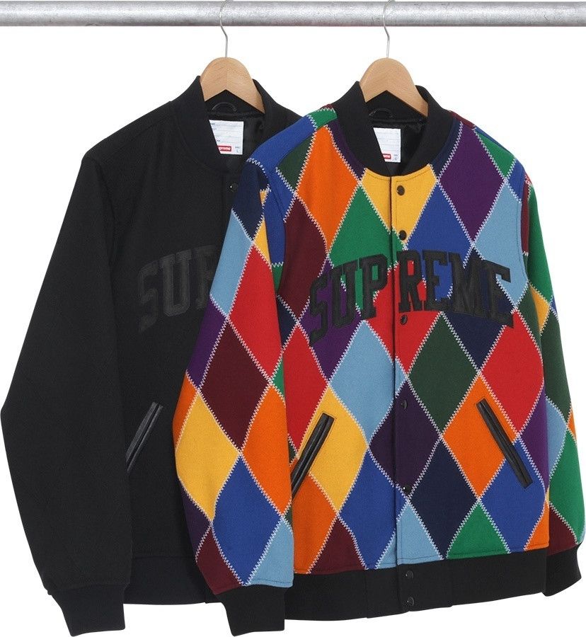 Supreme Supreme 15FW Harlequin Wool Varsity Jacket Multi Size US XL / EU 56 / 4 - 11 Thumbnail