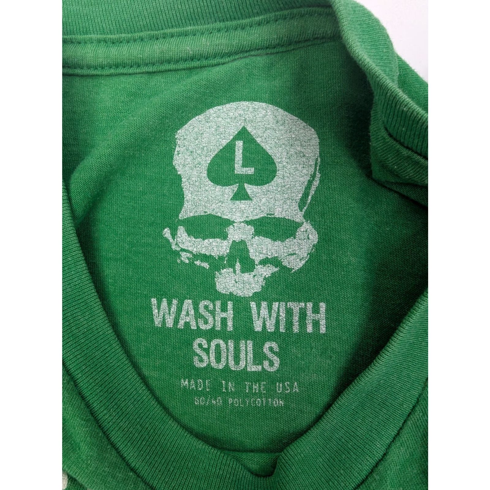 Vintage Wash With Souls Women’s Large Tee Shirt Green Skull Logo Crew Neck T-Shirt Basic Size L / US 10 / IT 46 - 6 Thumbnail