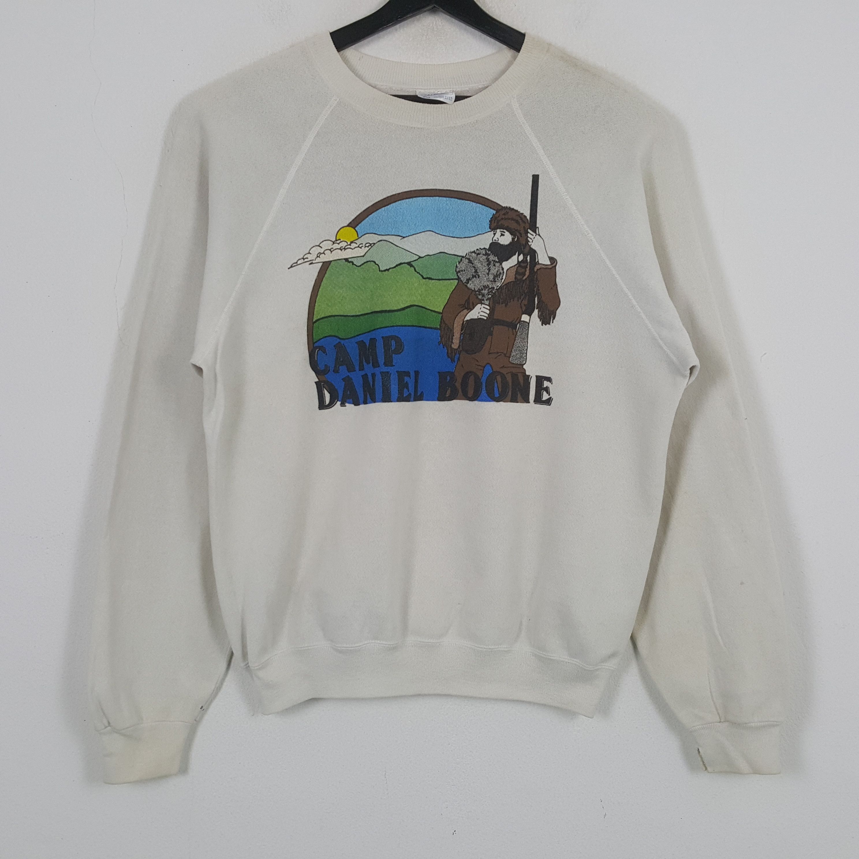 Hanes CAM DANIEL BOONE Streetwear Vintage Sweatshirt C286N13 Size US L / EU 52-54 / 3 - 1 Thumbnail