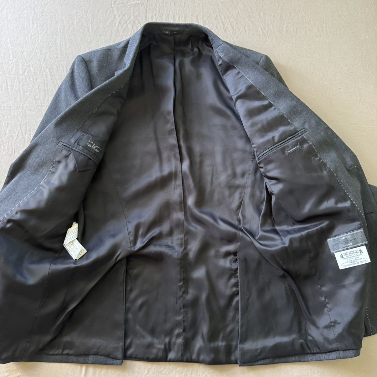 Zara Zara Man WOOL SUIT BLAZER Size 38R - 6 Thumbnail