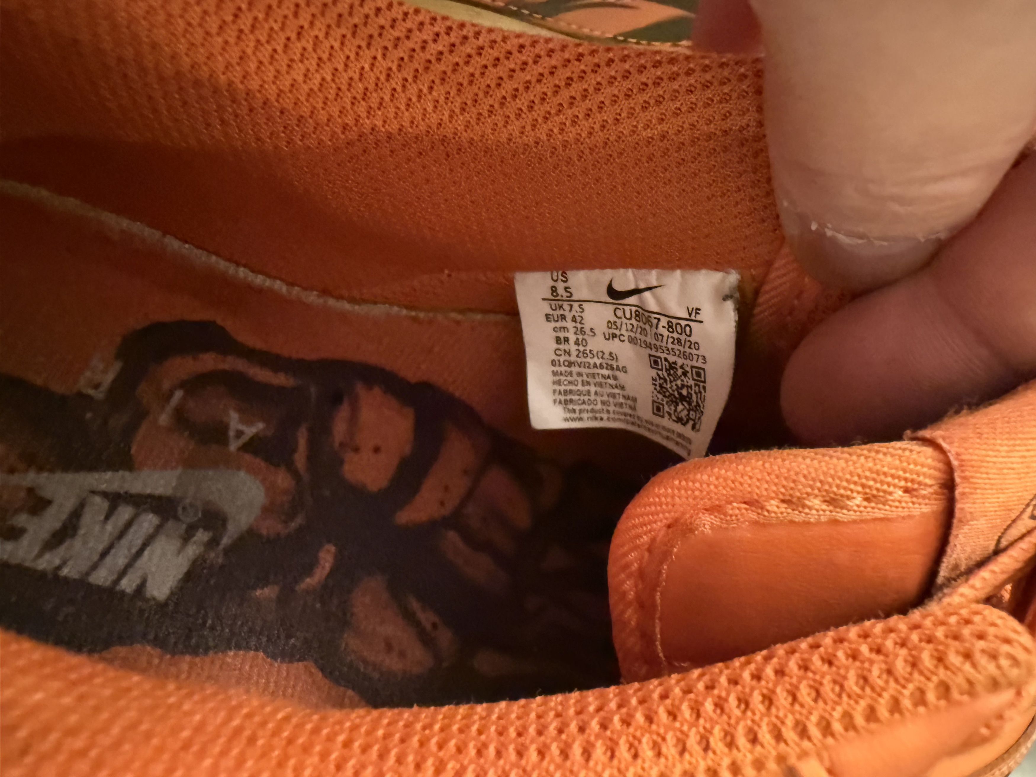 Nike 2020 Nike Air Force 1 Low Orange Skeleton Halloween Size US 8.5 / EU 41-42 - 7 Thumbnail