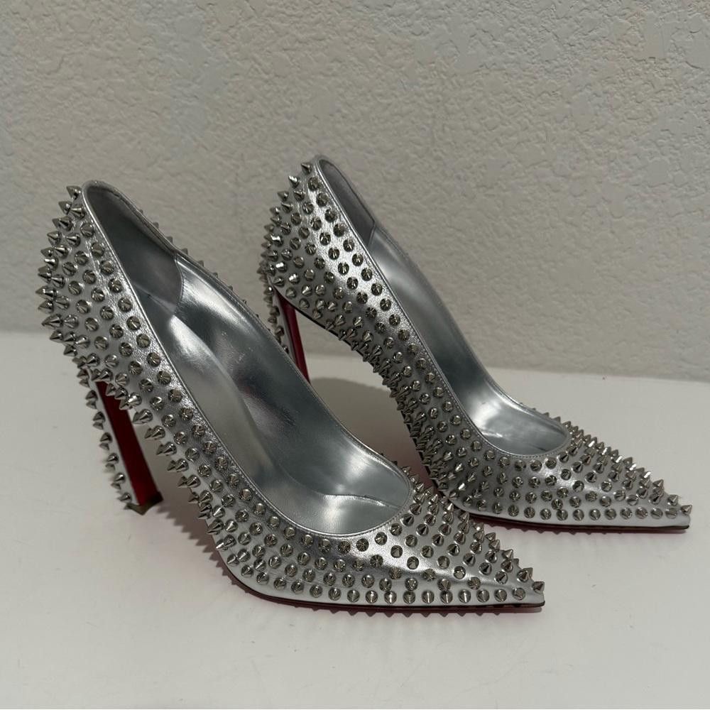 Christian Louboutin Christian Louboutin Condora Spikes 100 Silver Pump Heels 40 Size US 9 / IT 39 - 3 Thumbnail