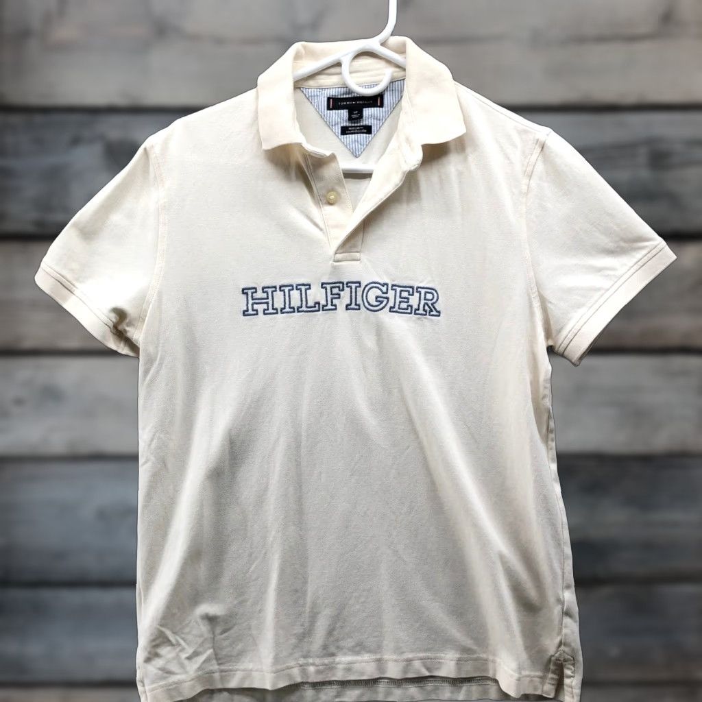 Tommy Hilfiger Tommy Hilfiger Polo Shirt Mens S Ivory Embroidered Logo Short Sleeve Regular Fit Shirt Size US S / EU 44-46 / 1 - 1 Thumbnail
