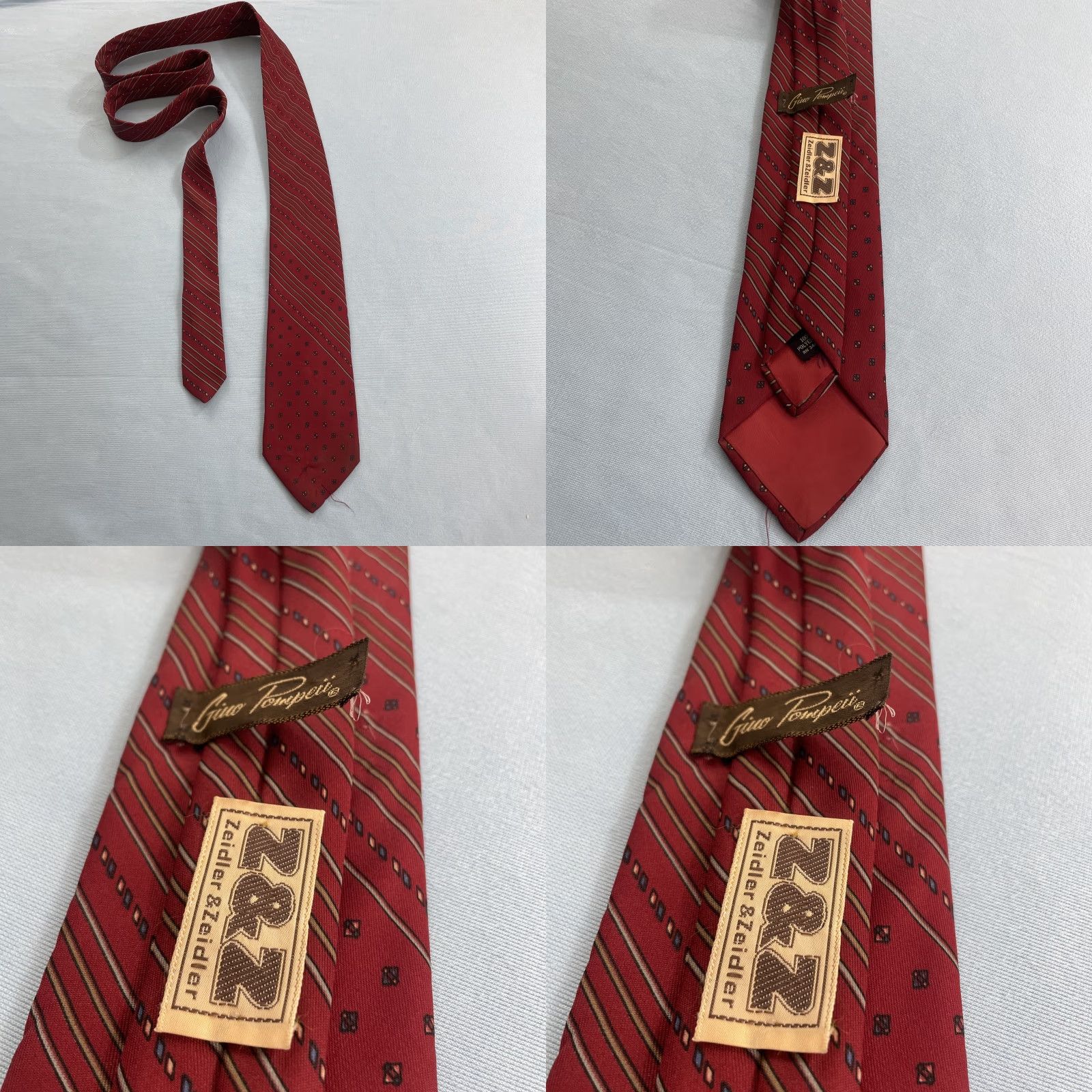MCM VINTAGE Gino Pompeii Tie Silk Made Italy MCM Graphic Western Neck Tie 100% Silk Red Adult Men Size ONE SIZE - 8 Thumbnail