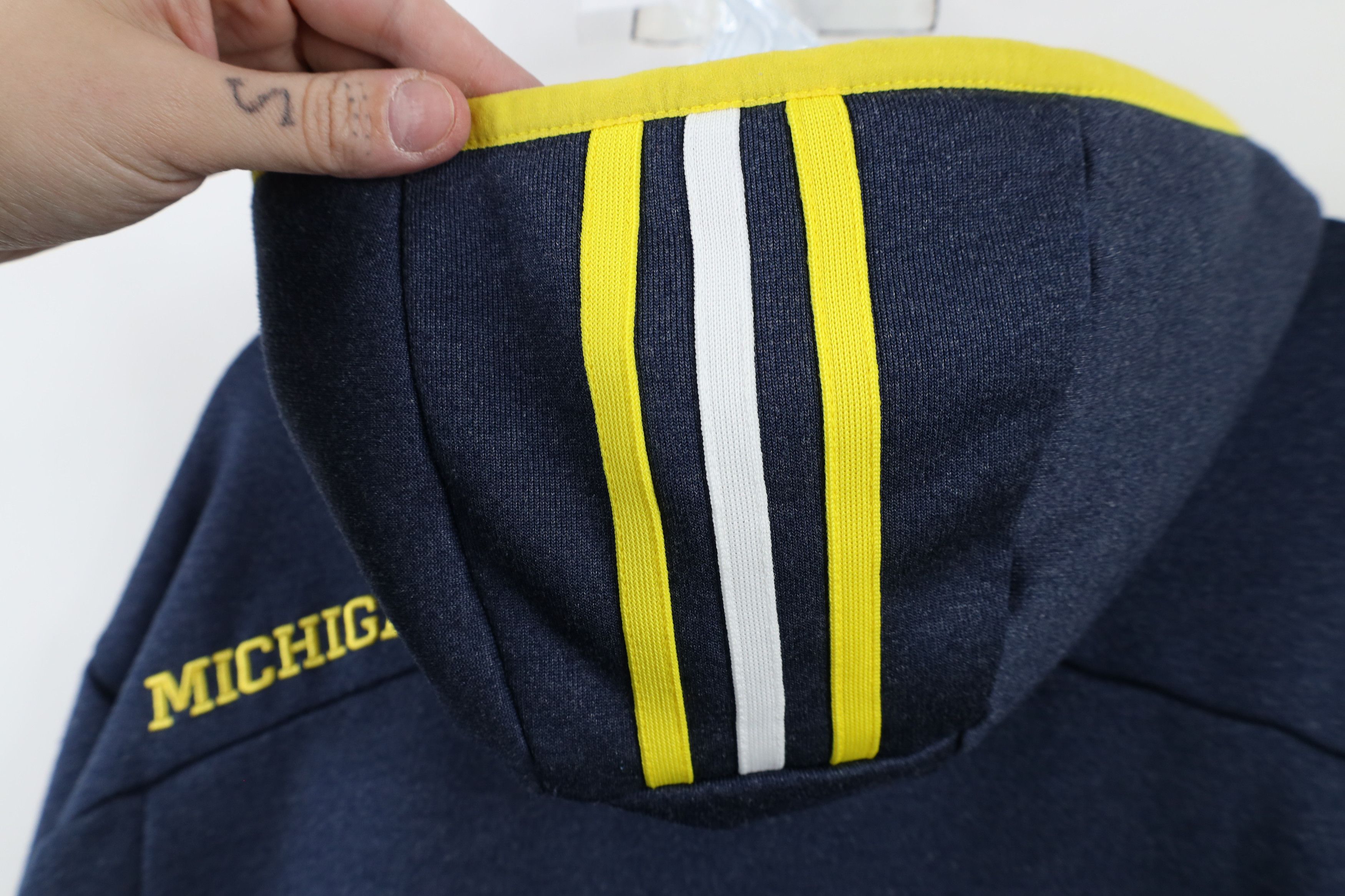 Adidas × Vintage Adidas University of Michigan Football Half Zip Hoodie Blue Size US L / EU 52-54 / 3 - 13 Thumbnail