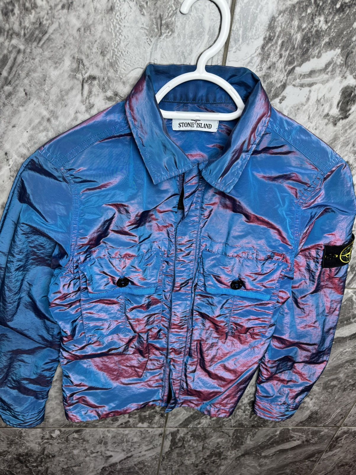 Stone Island Stone Island 2017 Blue Red Weft Overshirt Small Grailed