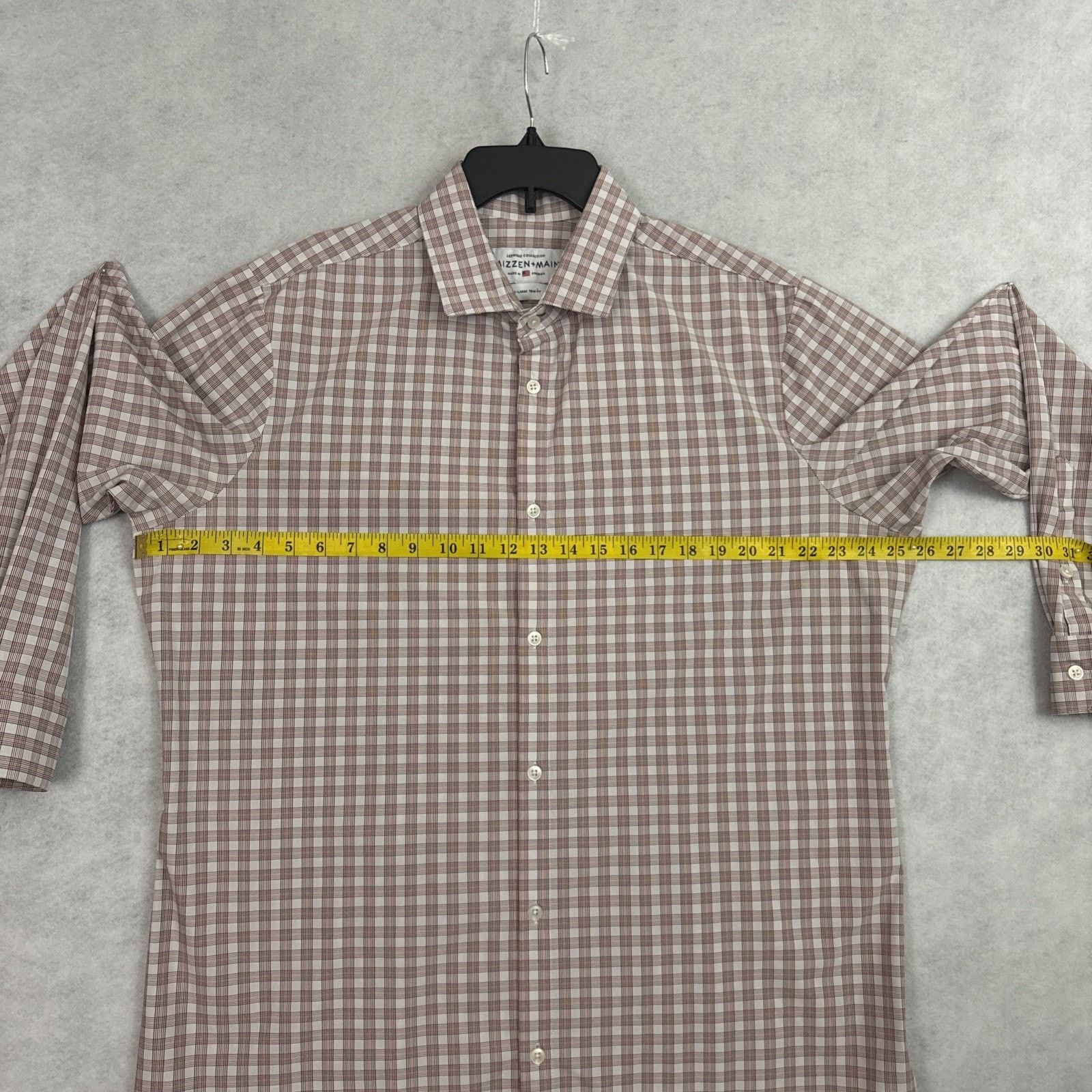 Mizzen+Main Mizzen Main Leeward Dress Shirt Mens XXL Burgundy Check Trim Size US XXL / EU 58 / 5 - 4 Thumbnail