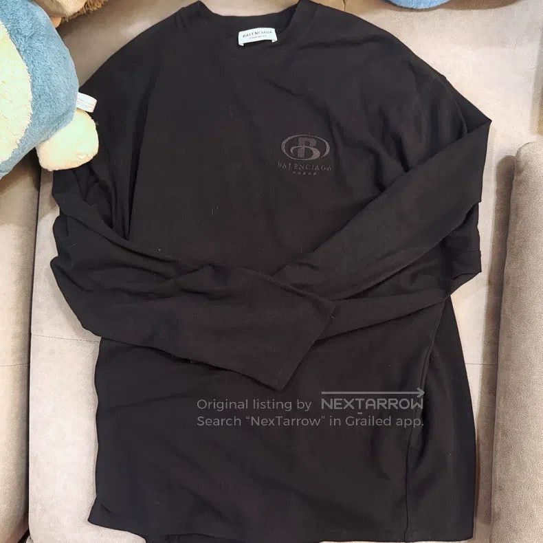 Balenciaga Balenciaga Black Embroidered Logo Long Sleeve T-Shirt Size US S / EU 44-46 / 1 - 1 Thumbnail