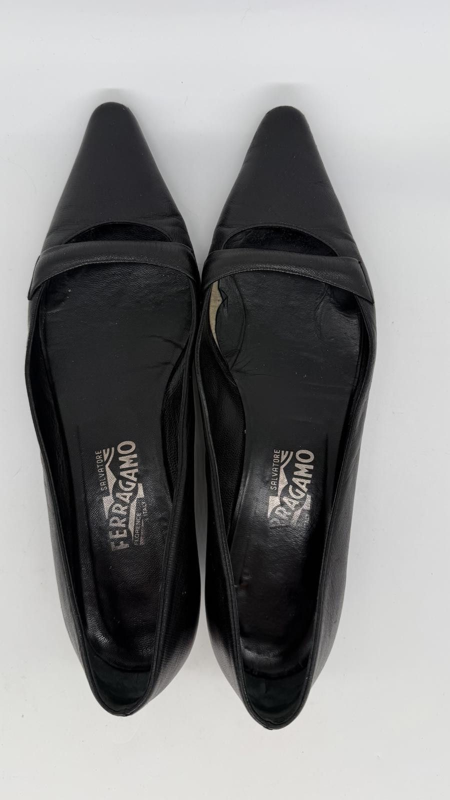 Salvatore Ferragamo Ferragamo Black Leather Flats Loafers Sz 9 Italy Size US 9 / IT 39 - 4 Thumbnail