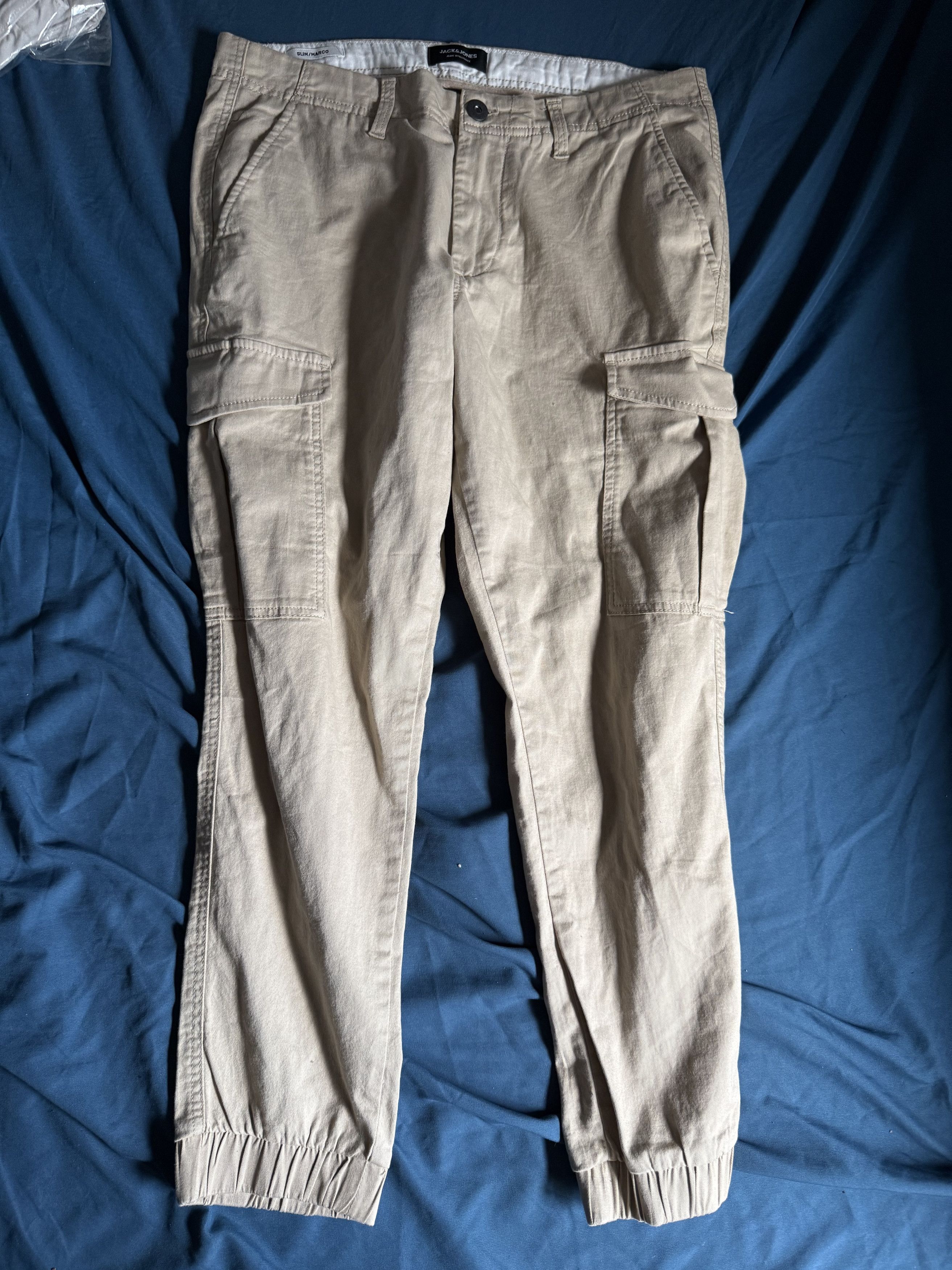 Jack & Jones JACK & JONES Slim Marco Beige Cargo Pants Joggers Mens 34x30 Size US 34 / EU 50 - 2 Thumbnail