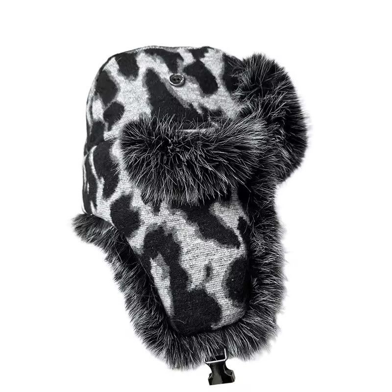 Other Leopard Print Warm Thermal Trapper Streetwear Hat Size ONE SIZE - 7 Thumbnail