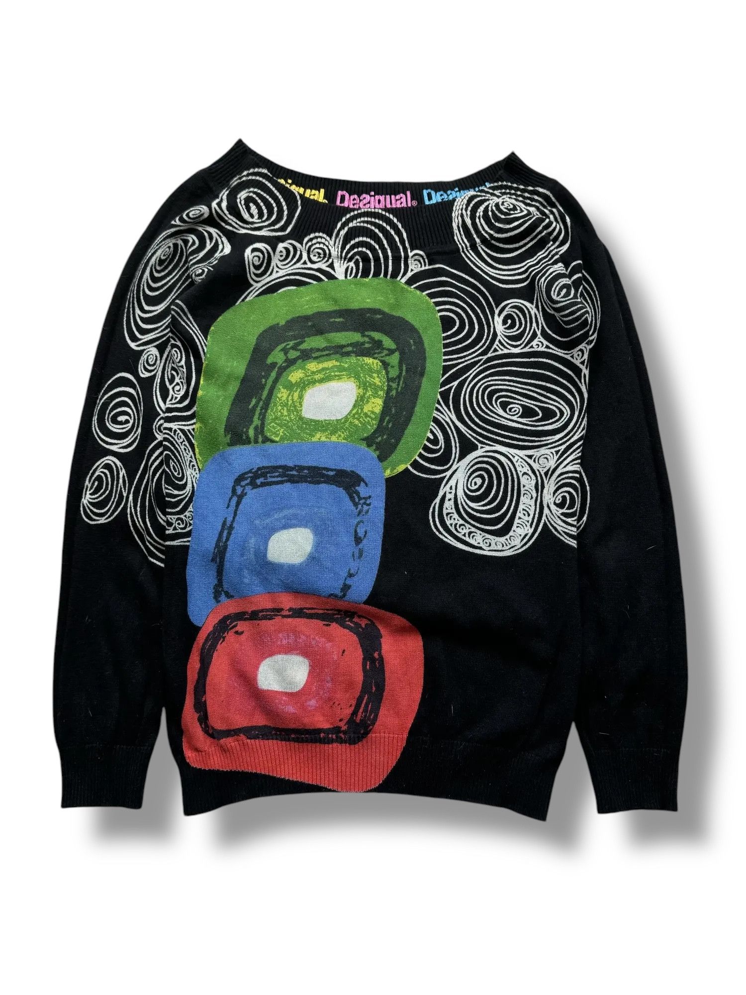 Y2K Desigual Sweater(V329) in Black, Women's (Size Medium)
