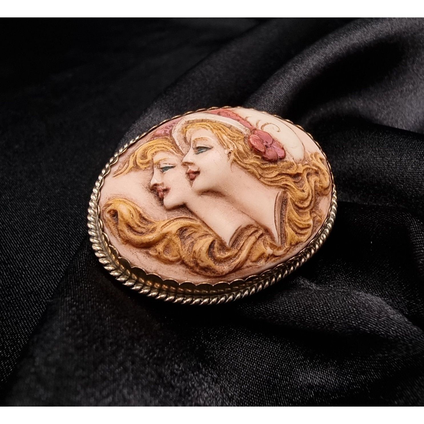 Vintage Rare Find Antique 1910s-1920s Hand-Painted Brooch Pendant Wi Size ONE SIZE - 2 Thumbnail