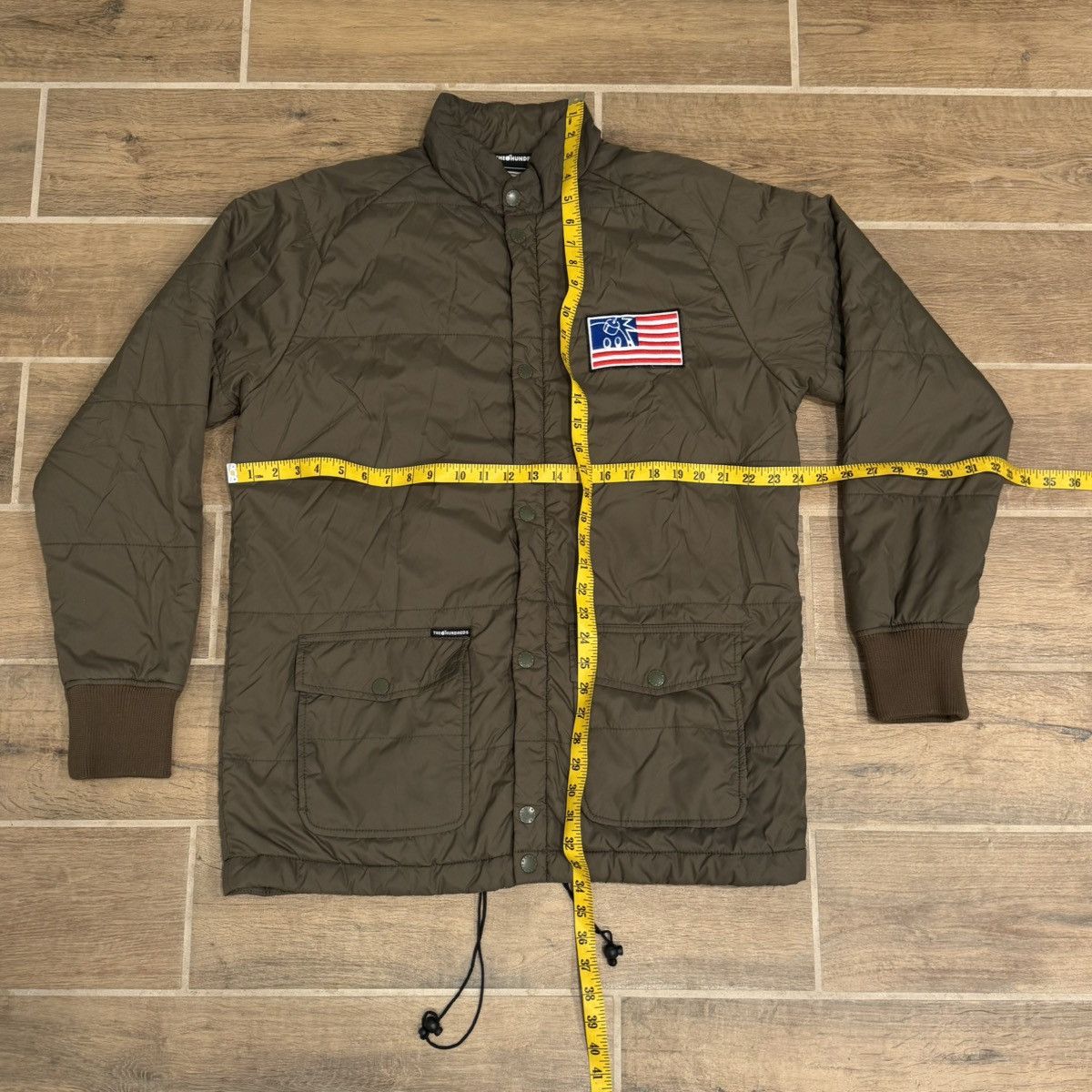 The Hundreds × Vintage The Hundreds Military Green Flag Quilted Puffer Jacket Coat Size US L / EU 52-54 / 3 - 12 Thumbnail