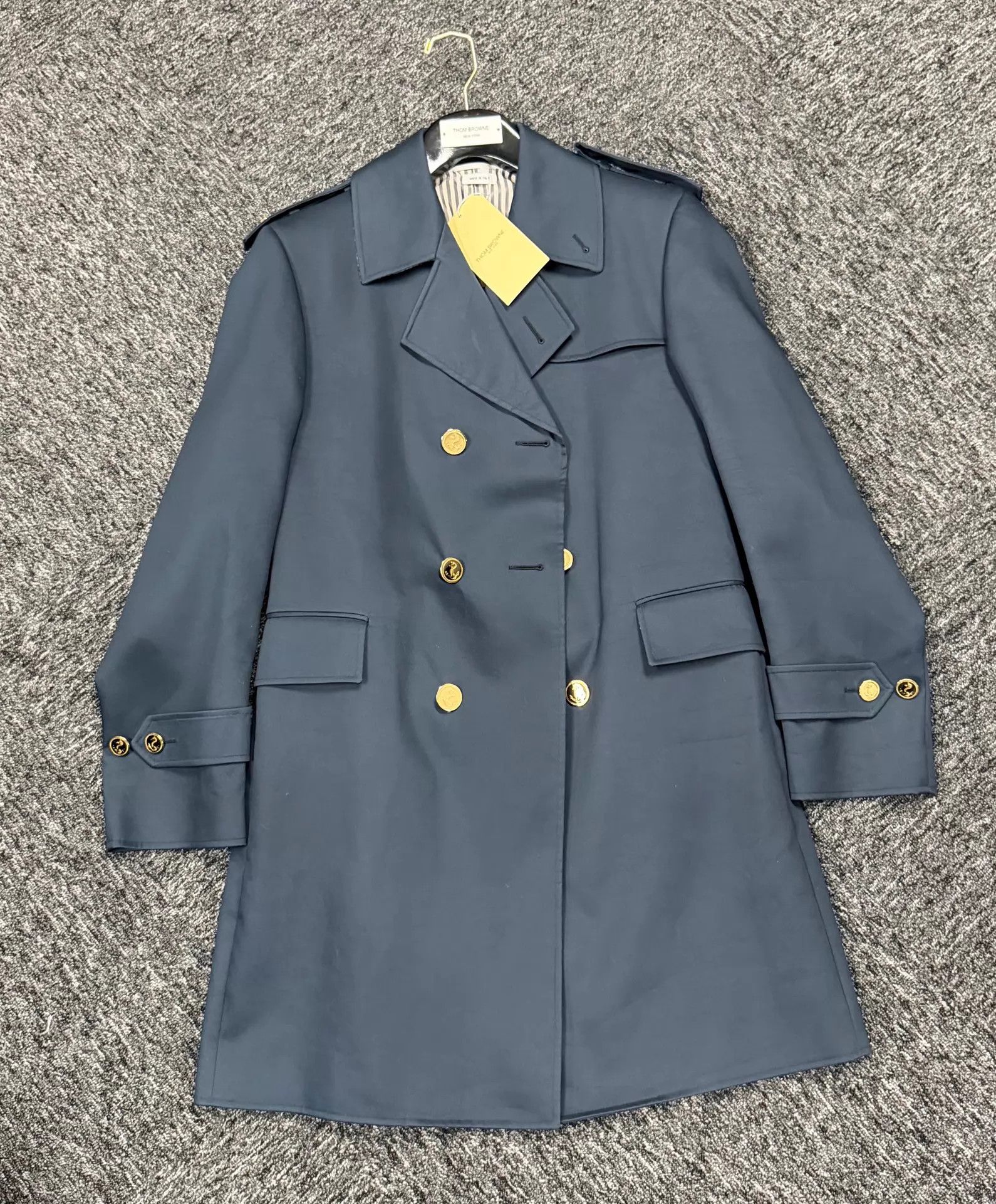 Thom Browne Thom Browne Men's Navy DB Gold-Button Trench Coat Size1 Size US S / EU 44-46 / 1 - 3 Thumbnail