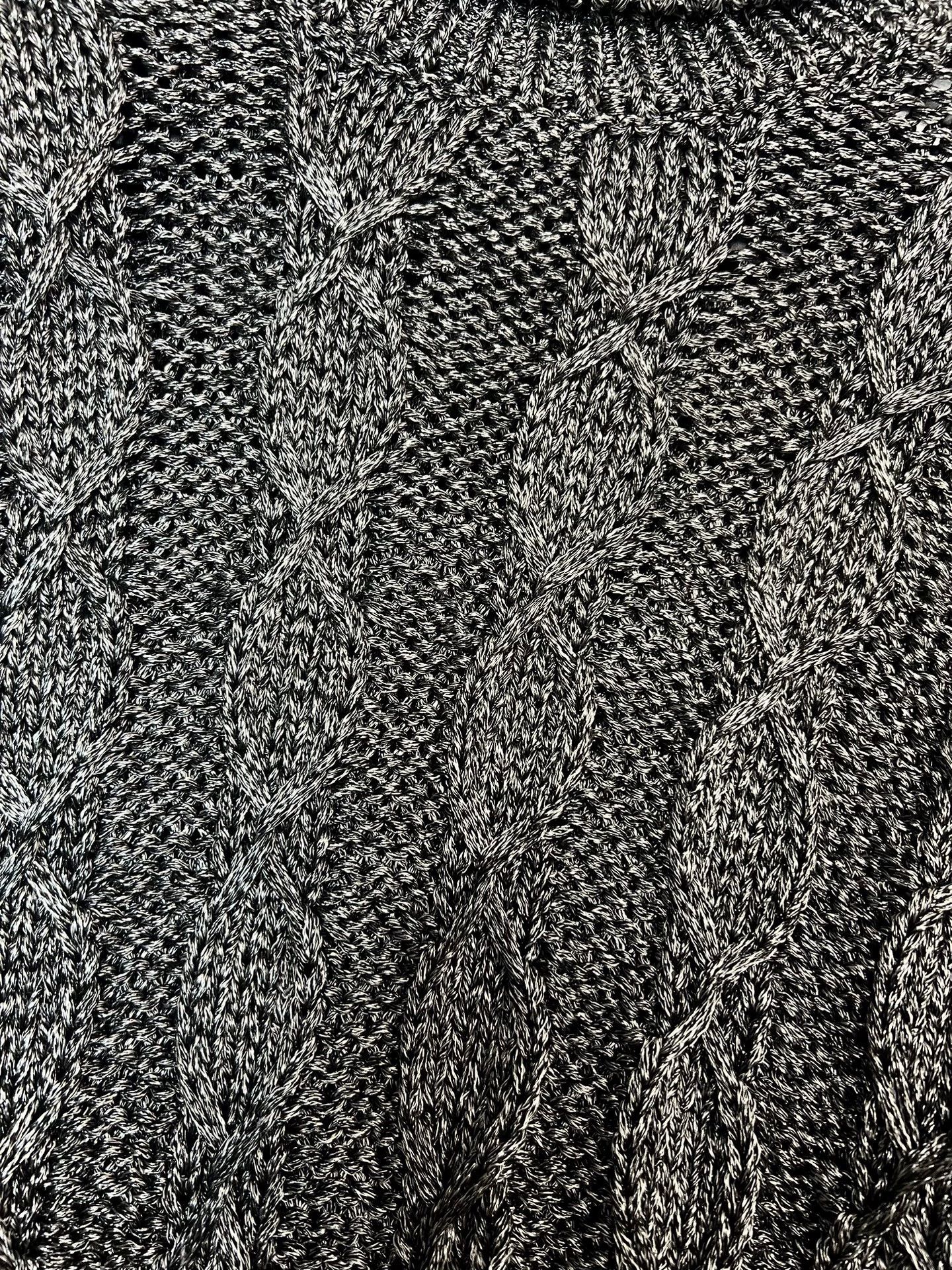 Saint Laurent Paris SLP silver cable-knit turtleneck sweater Size US L / EU 52-54 / 3 - 3 Thumbnail