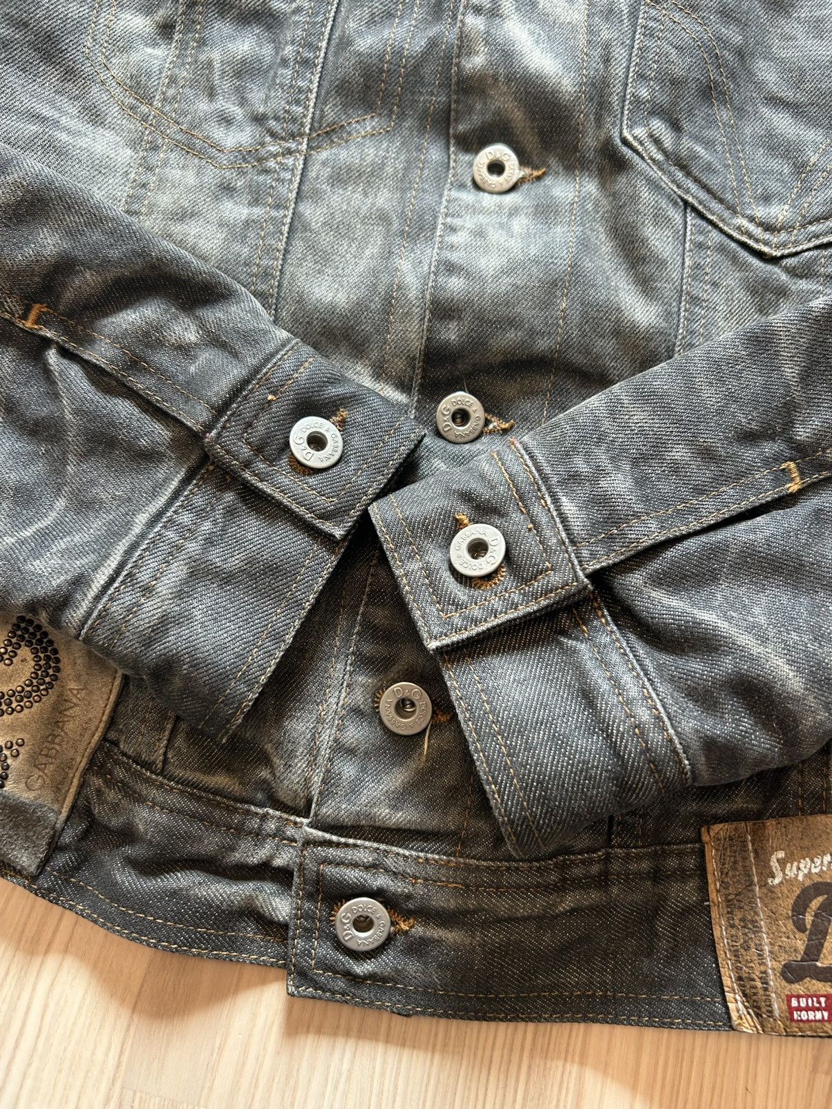 Dolce & Gabbana Dolce & Gabbana AW2003 Archive Cropped Waxed Denim Jacket Size S / US 4 / IT 40 - 4 Thumbnail