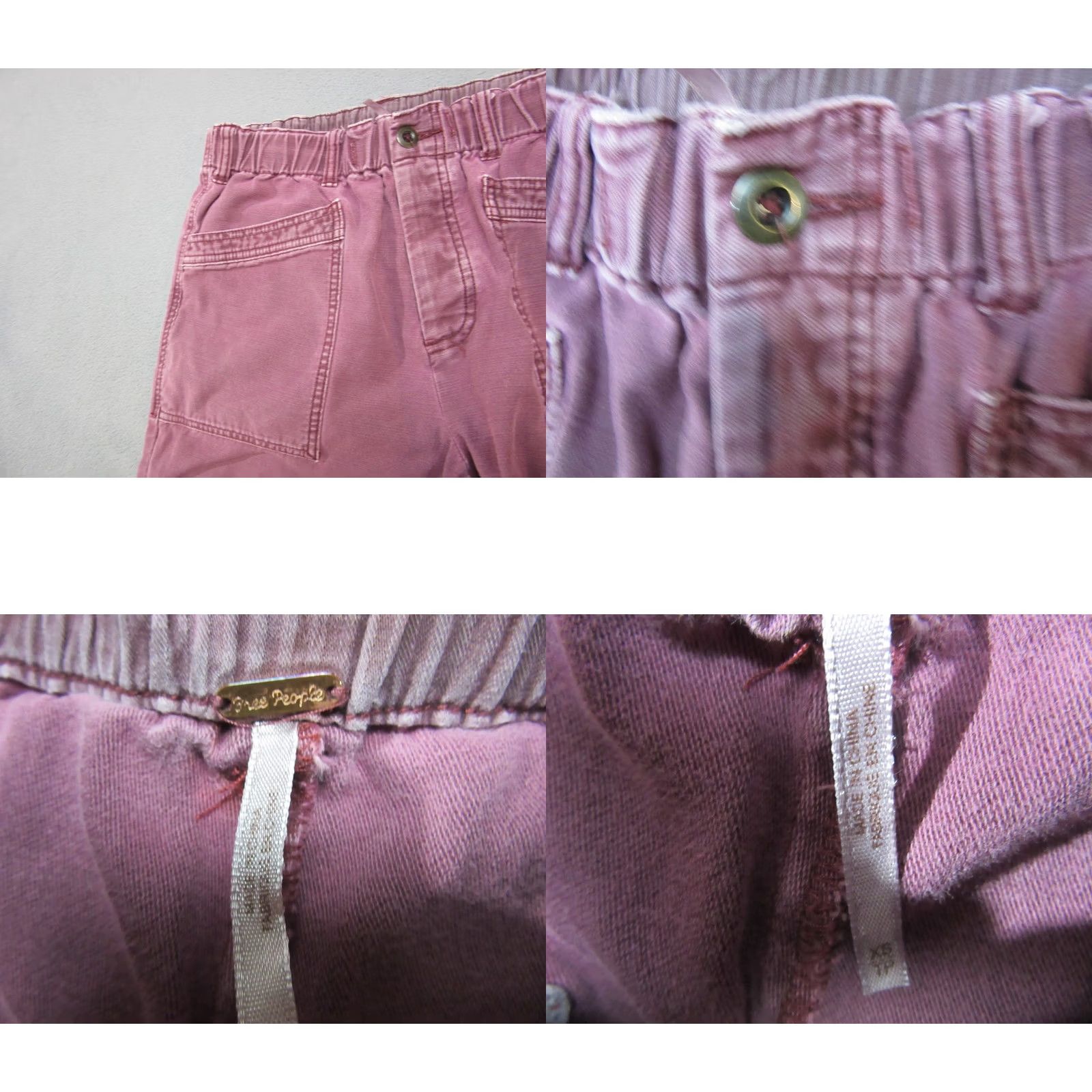 Free People Free People Pants Womens XS Purple Elastic Waist Straight Leg Frayed Hem Size 26" / US 2 / IT 38 - 8 Thumbnail