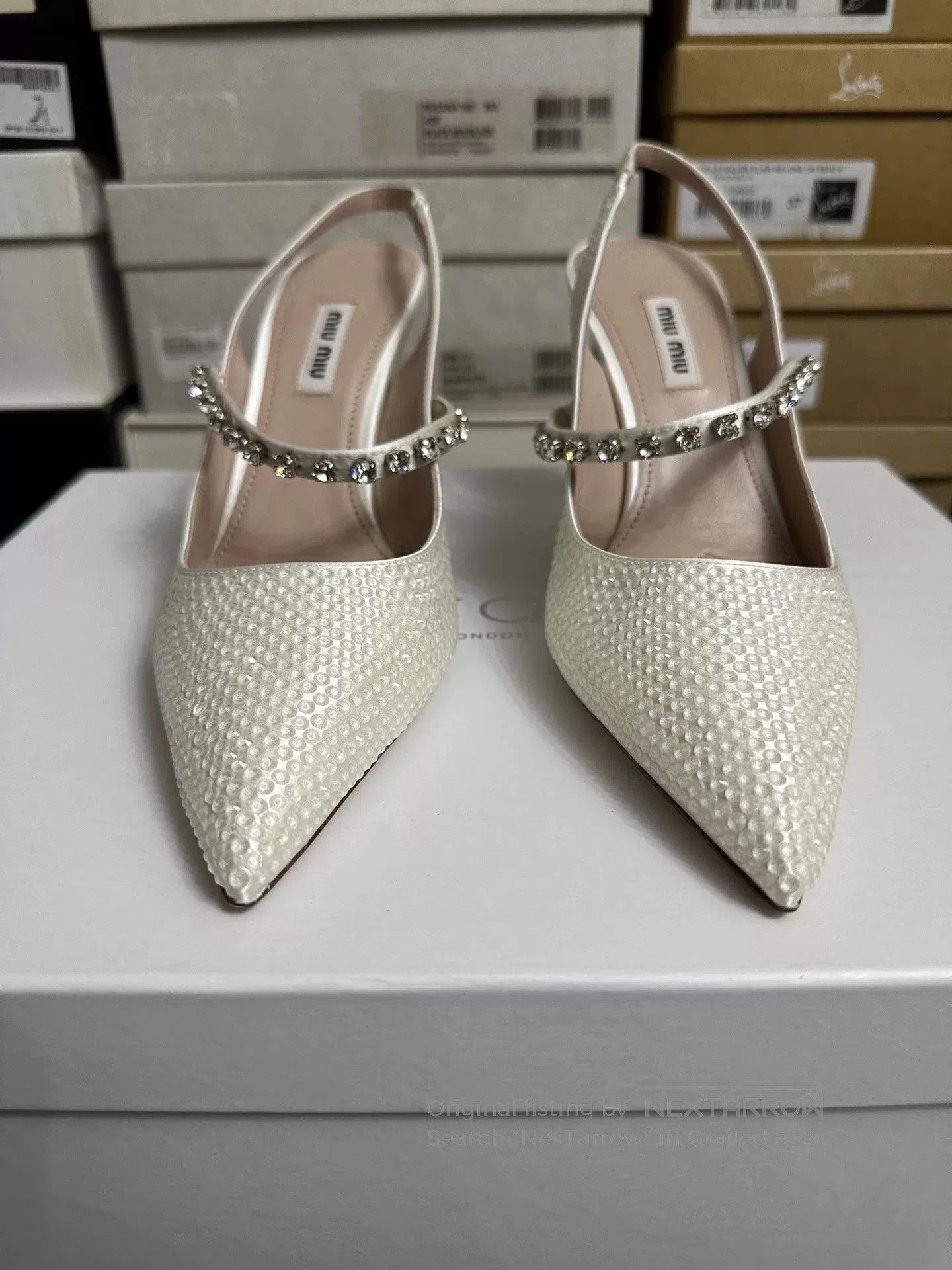 Miu Miu MiuMiu 2022 Pointed Toe Crystal Heels. Size US 7 / IT 37 - 2 Thumbnail