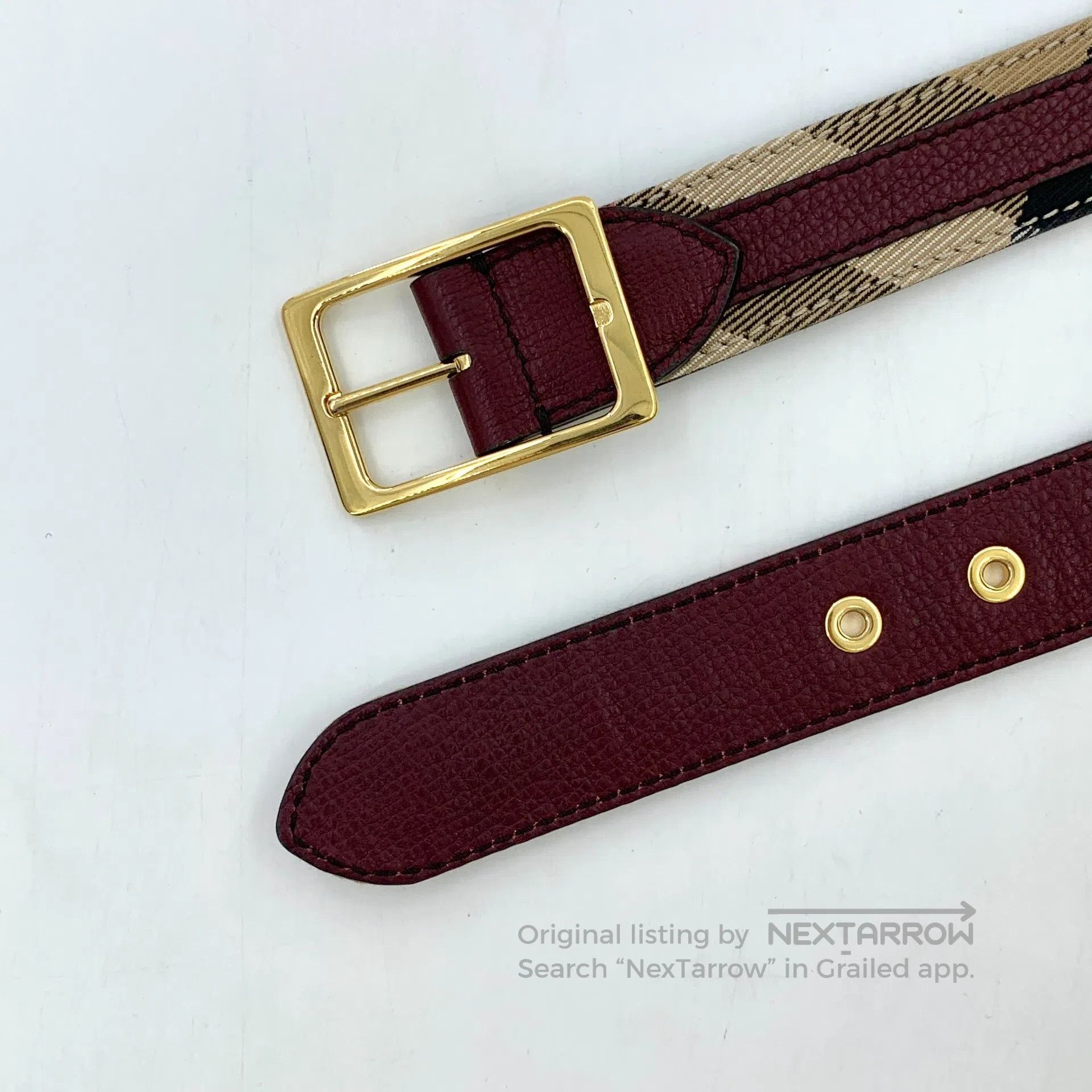 Burberry Burberry Color-Blocked Plaid Design Square Buckle Leather Size ONE SIZE - 5 Thumbnail