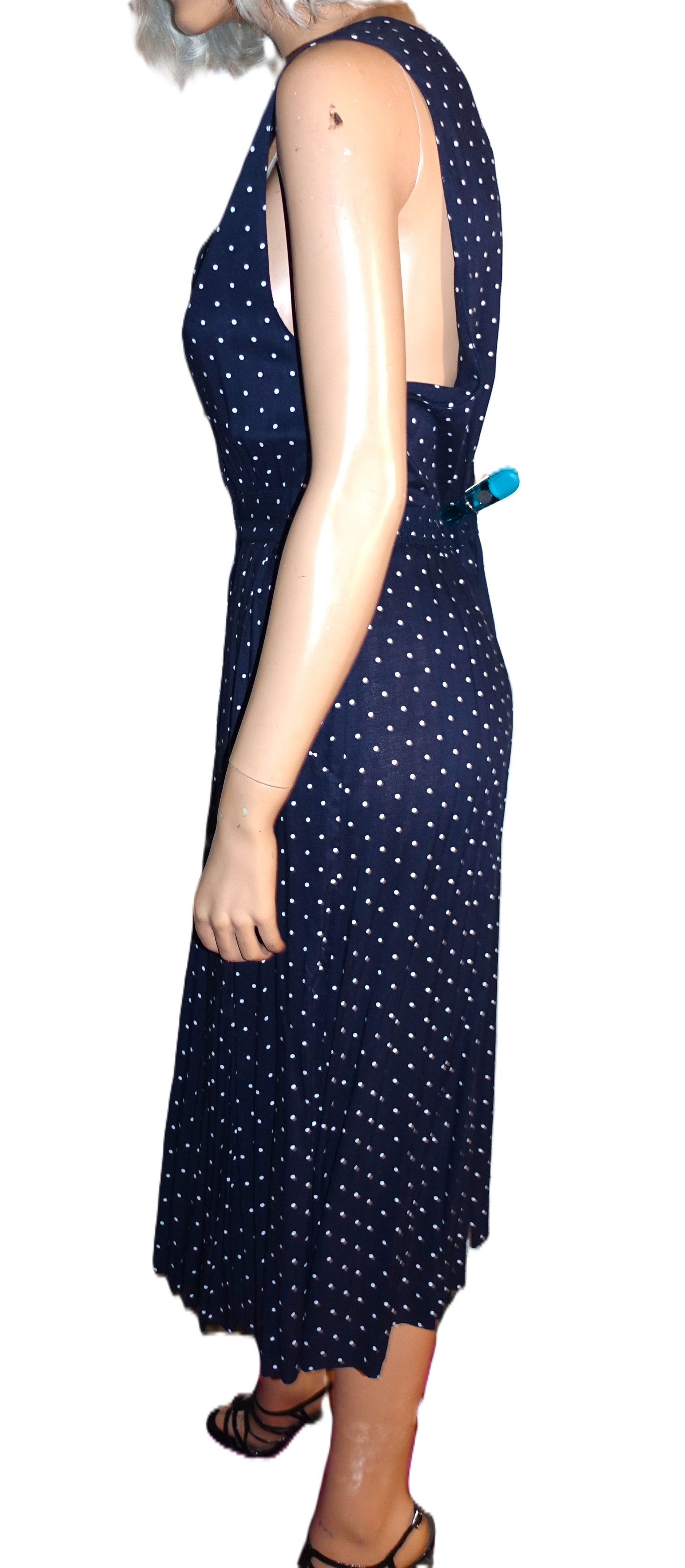 Other Styleworks Navy Blue White Polka Dot Dress 12P Size XL / US 12-14 / IT 48-50 - 4 Thumbnail