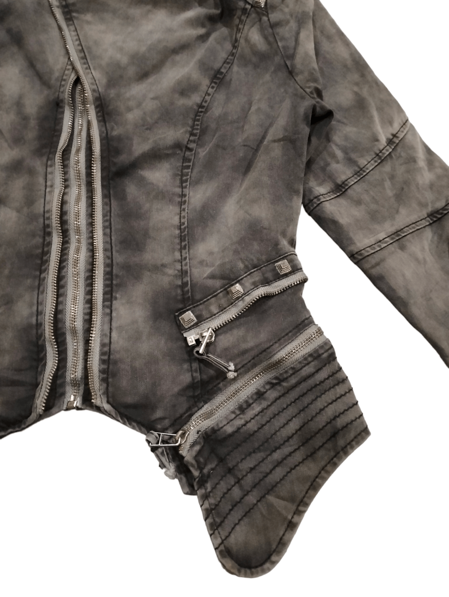 Japanese Brand RARE💥Echolove Zippers and Studs Black Washed Denim Jacket Size S / US 4 / IT 40 - 7 Thumbnail
