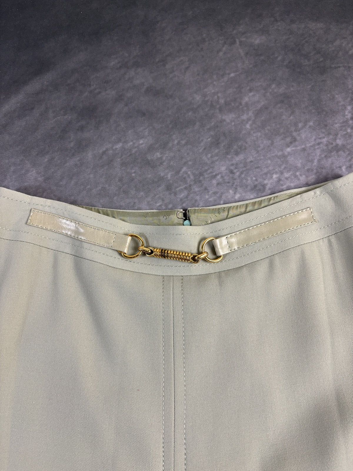 Celine × Vintage 1970s Celine Skirt Vintage Wool Maxi Pistachio Horsebit Gold Size 28" / US 6 / IT 42 - 3 Thumbnail