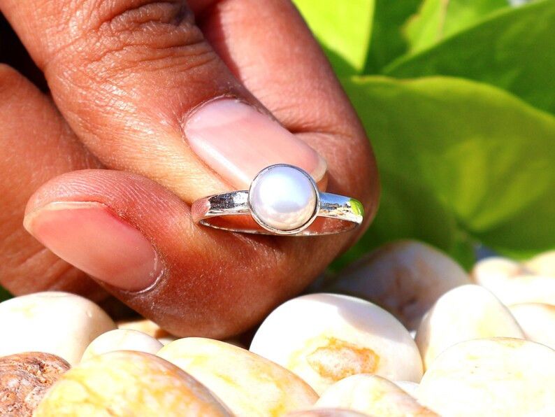 Handmade Freshwater Pearl Ring, 925 Silver Handmade, June Birthstone Size ONE SIZE - 6 Thumbnail