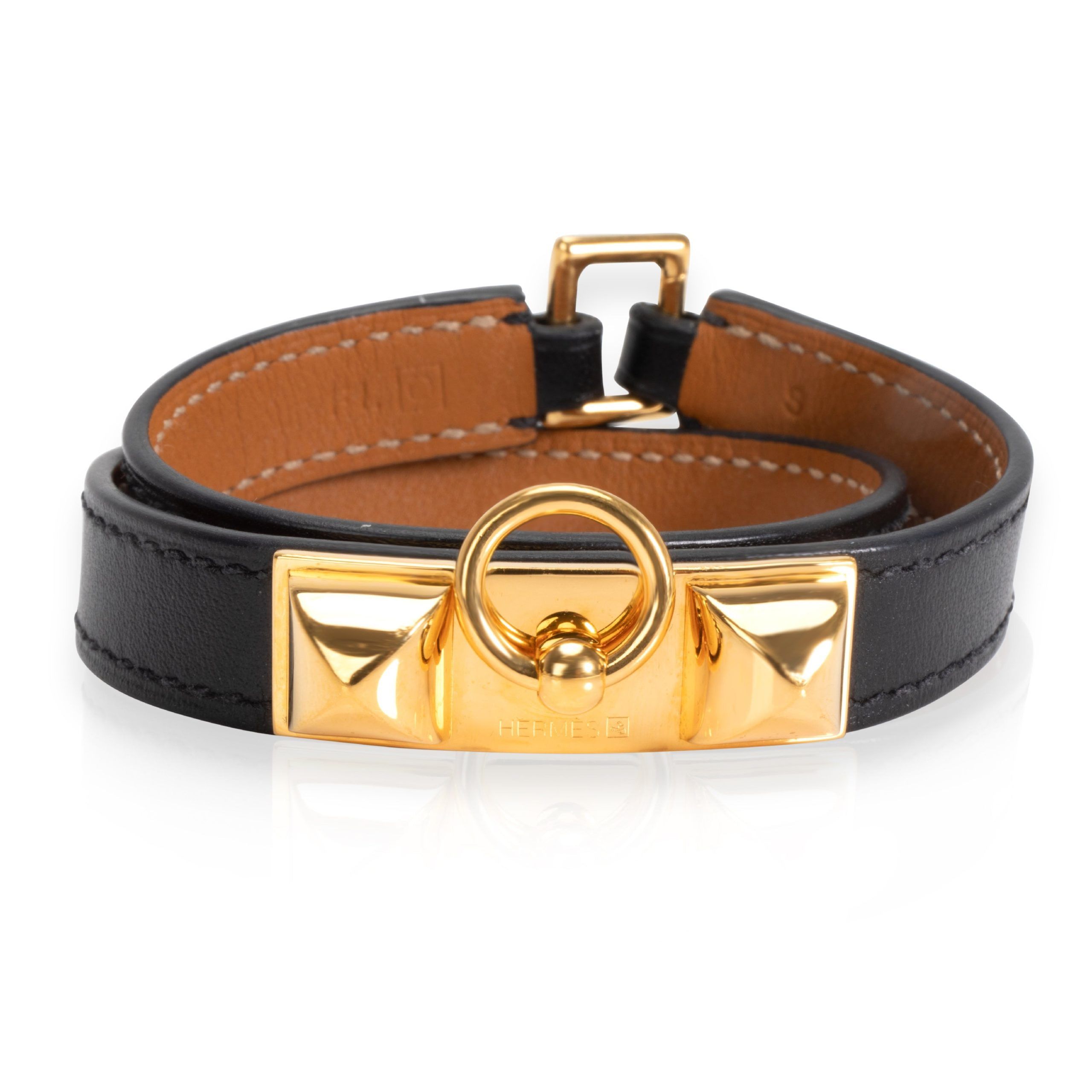 image of Hermes Kelly Rivale Double Tour Wrap Bracelet in Gold, Women's