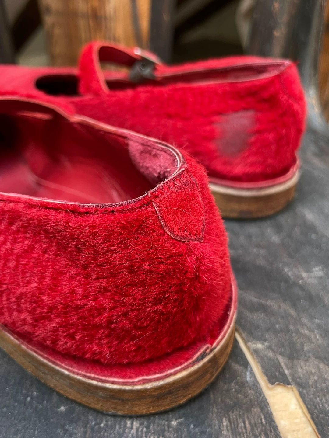 CDG by Comme des Garcons CDG tricot 1990s red flocked buckle shoes 36-36.5 Size US 6 / IT 36 - 6 Thumbnail