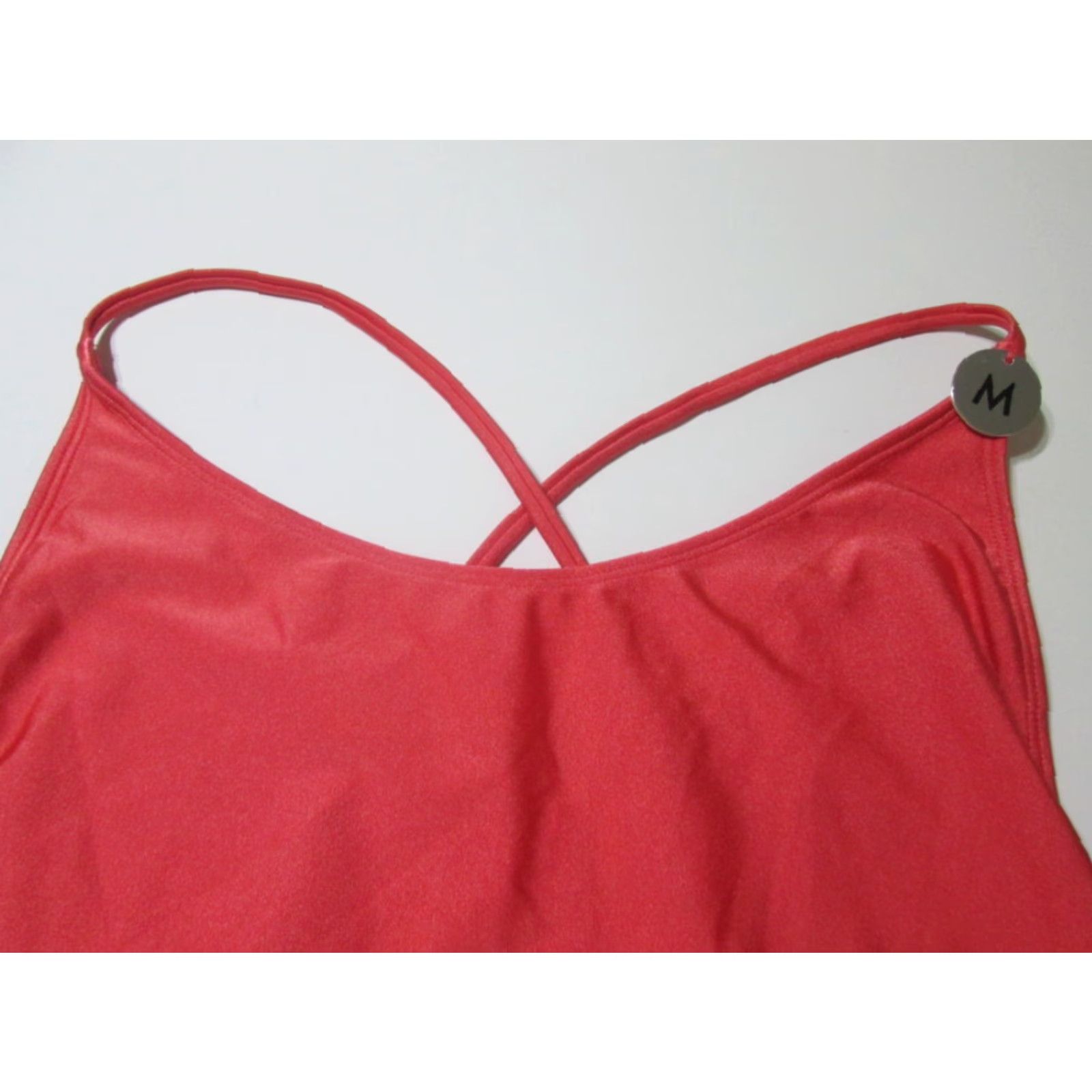 Forever 21 Forever 21 One Piece Swimsuit Coral Crossback Open Back NWT Womens M Beach Sea Pattern Solid Wireless Unlined Size ONE SIZE - 4 Thumbnail