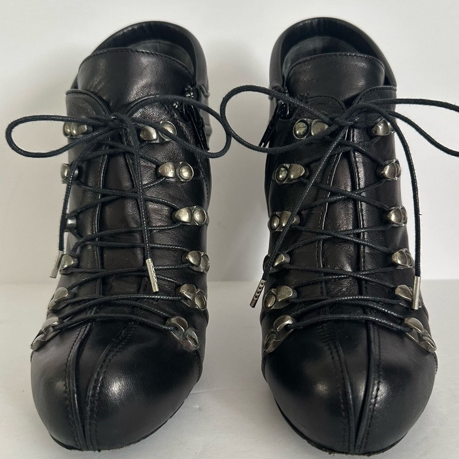 Alexander McQueen Studded Biker Booties Black IT 38 US 8 Stiletto Lace / Zip Size US 8 / IT 38 - 7 Thumbnail