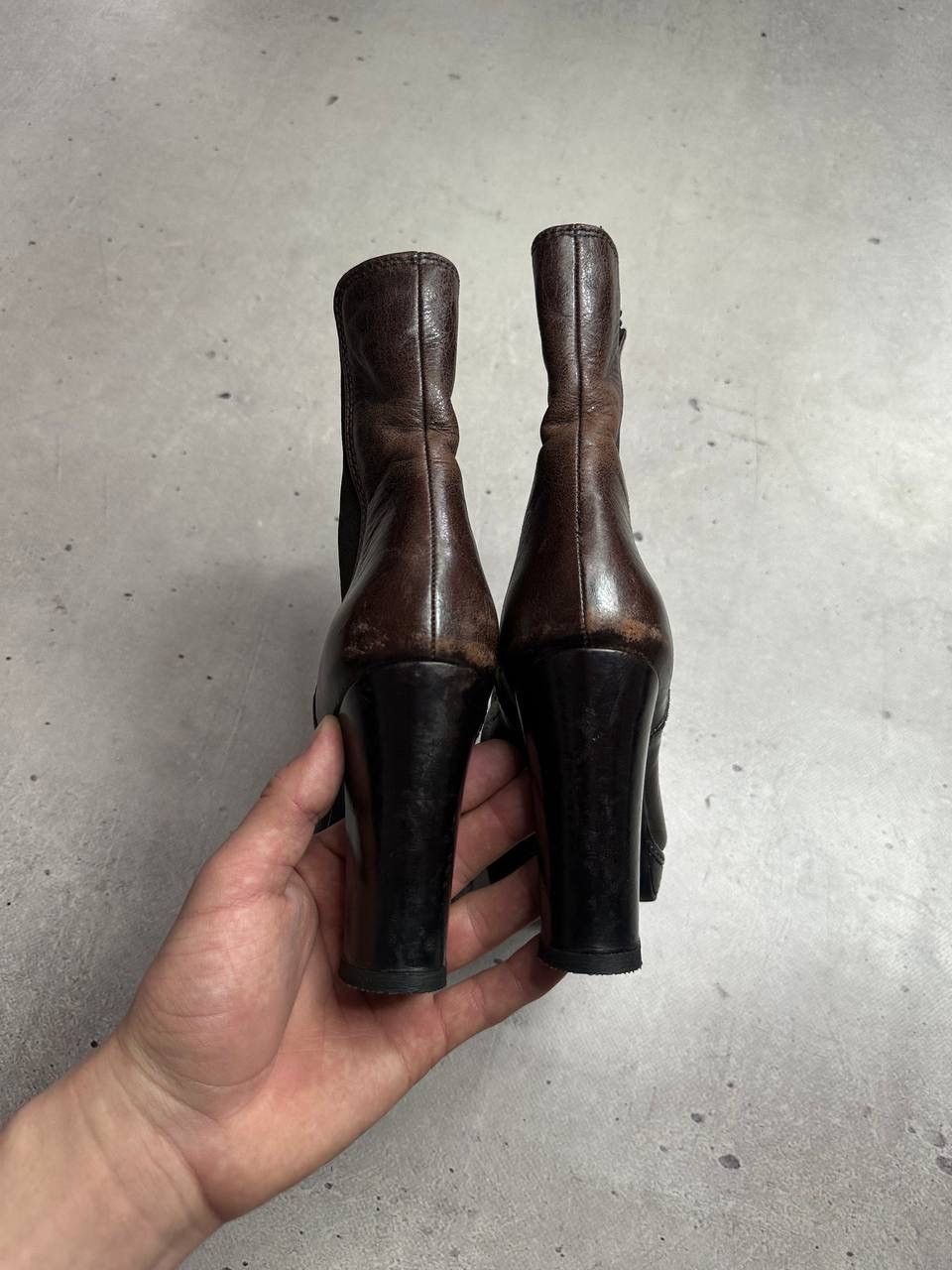 Prada Prada Brown Leather Ankle Boots High Heel Chelsea Style 37 Size US 6.5 / IT 36.5 - 8 Thumbnail