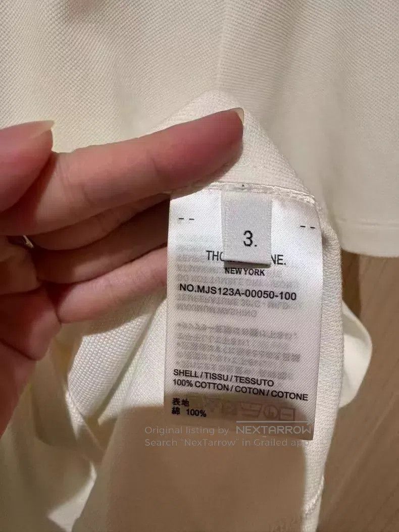 Thom Browne Thom Browne White short-sleeve T-shirt with four stripes Size US L / EU 52-54 / 3 - 5 Thumbnail