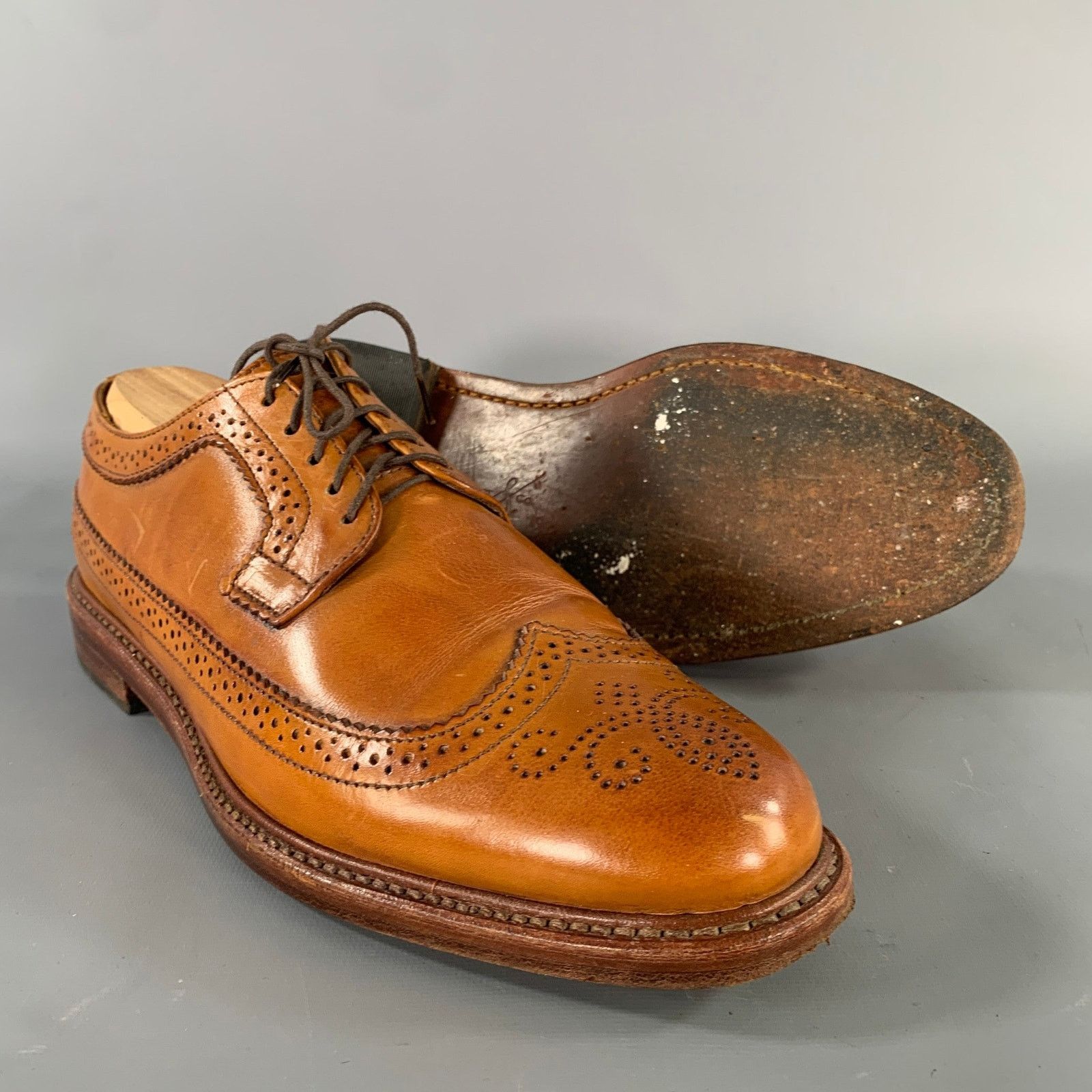 Rancourt & Co. RANCOURT & CO. Size 9 Tan Caramel Leather Wingtip Lace-Up Size US 9 / EU 42 - 5 Thumbnail