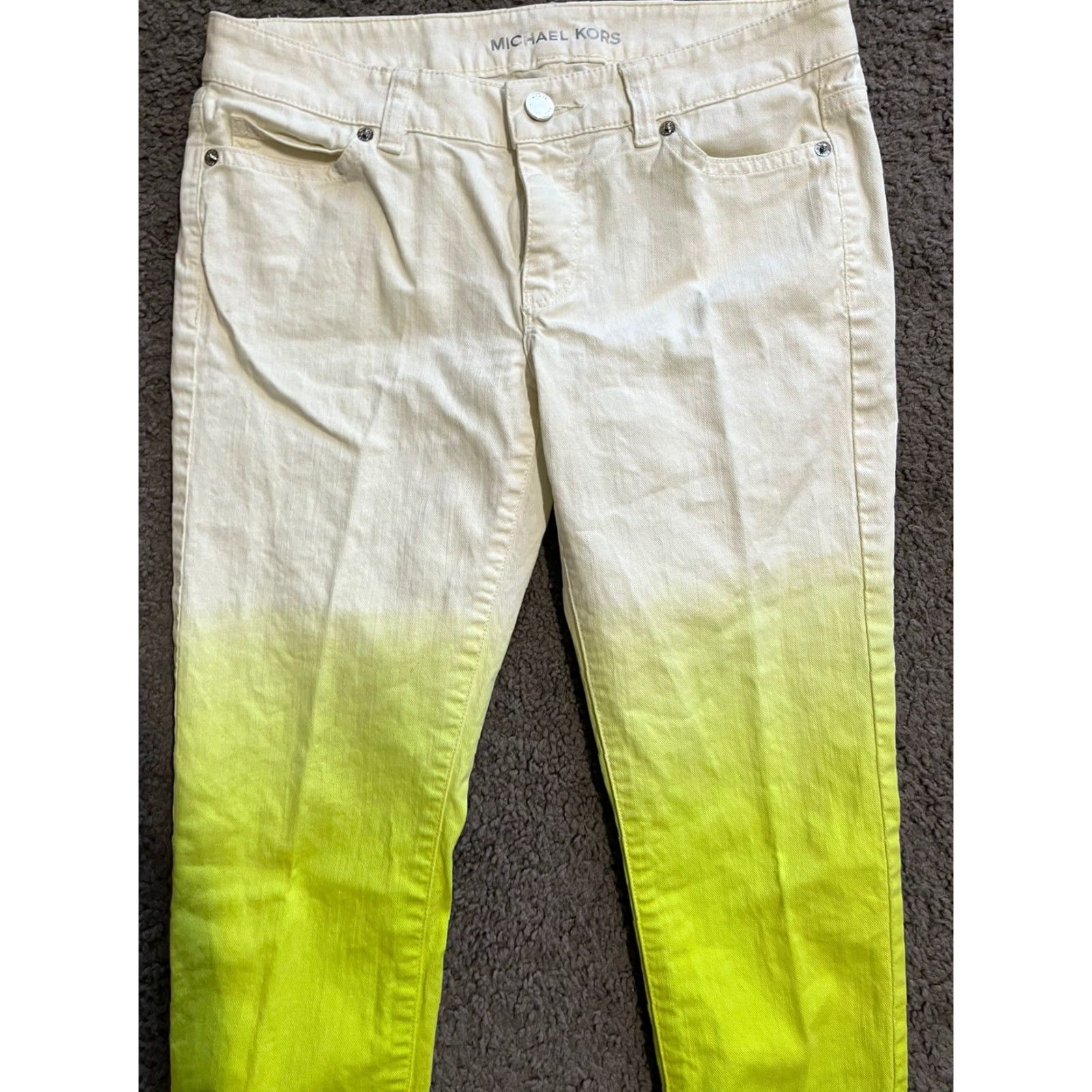 Michael Kors Michael Kors Jeans Skinny 2 White/Green 2 Colors Stretch MidRise Zip Fly Women Size 26" / US 2 / IT 38 - 2 Thumbnail