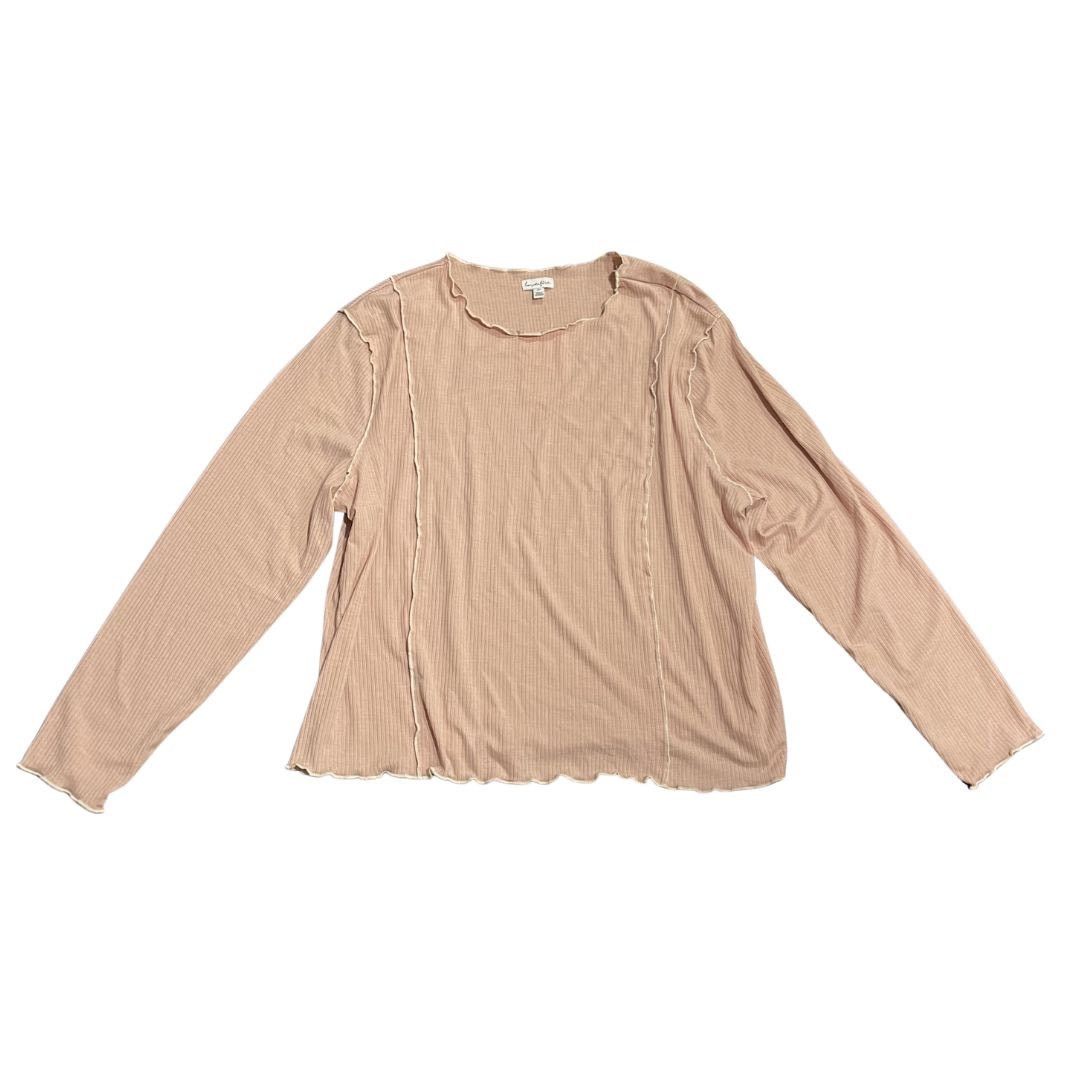Other Love Fire Pedal Pink Ribbed Long Sleeve Top Ruffle Trim NWT Size XXL / US 16-18 / IT 52-54 - 1 Thumbnail