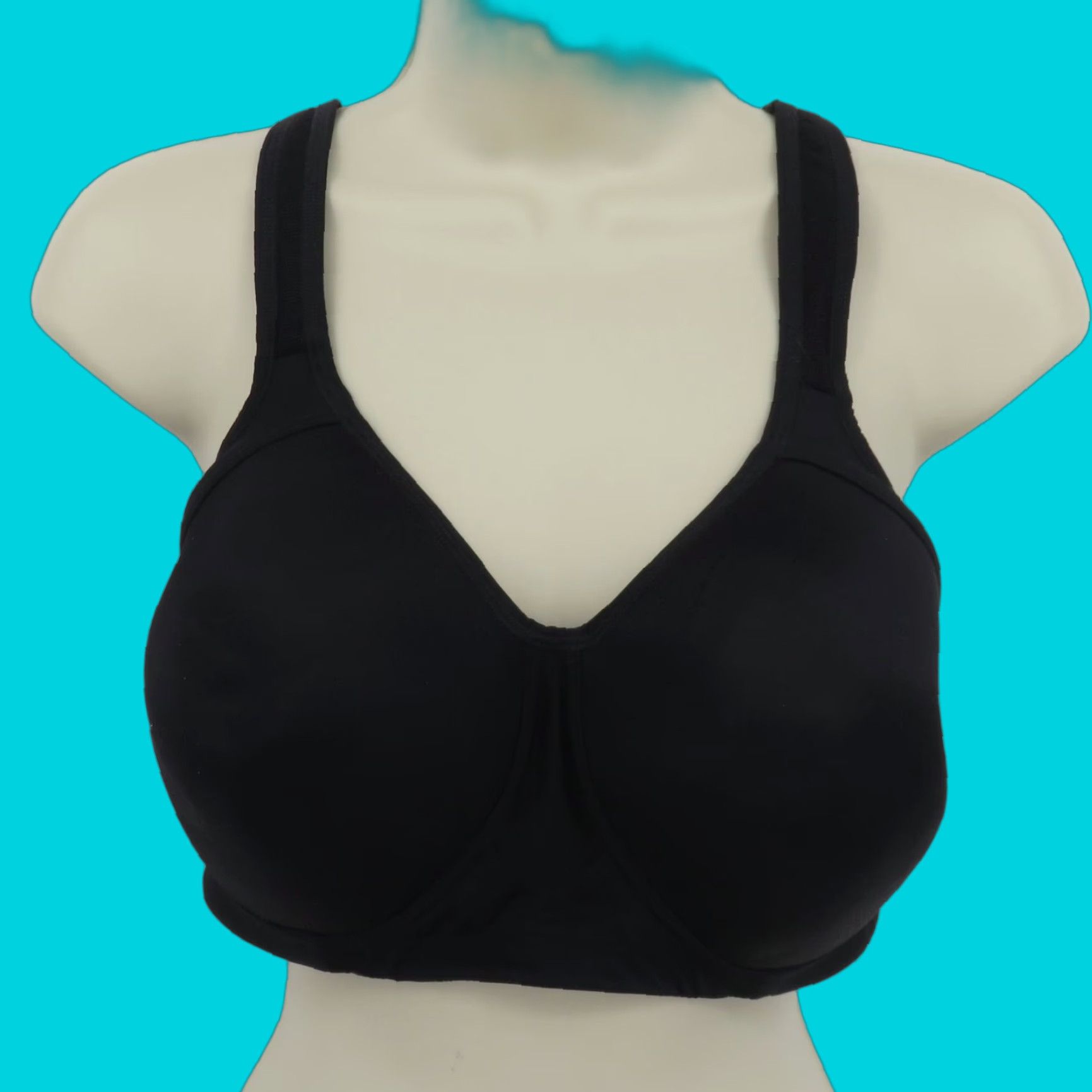 Vintage Vanity Fair Sport Bra 38D Black Wireless Lined Full Figure 71500 Women Size ONE SIZE - 1 Thumbnail