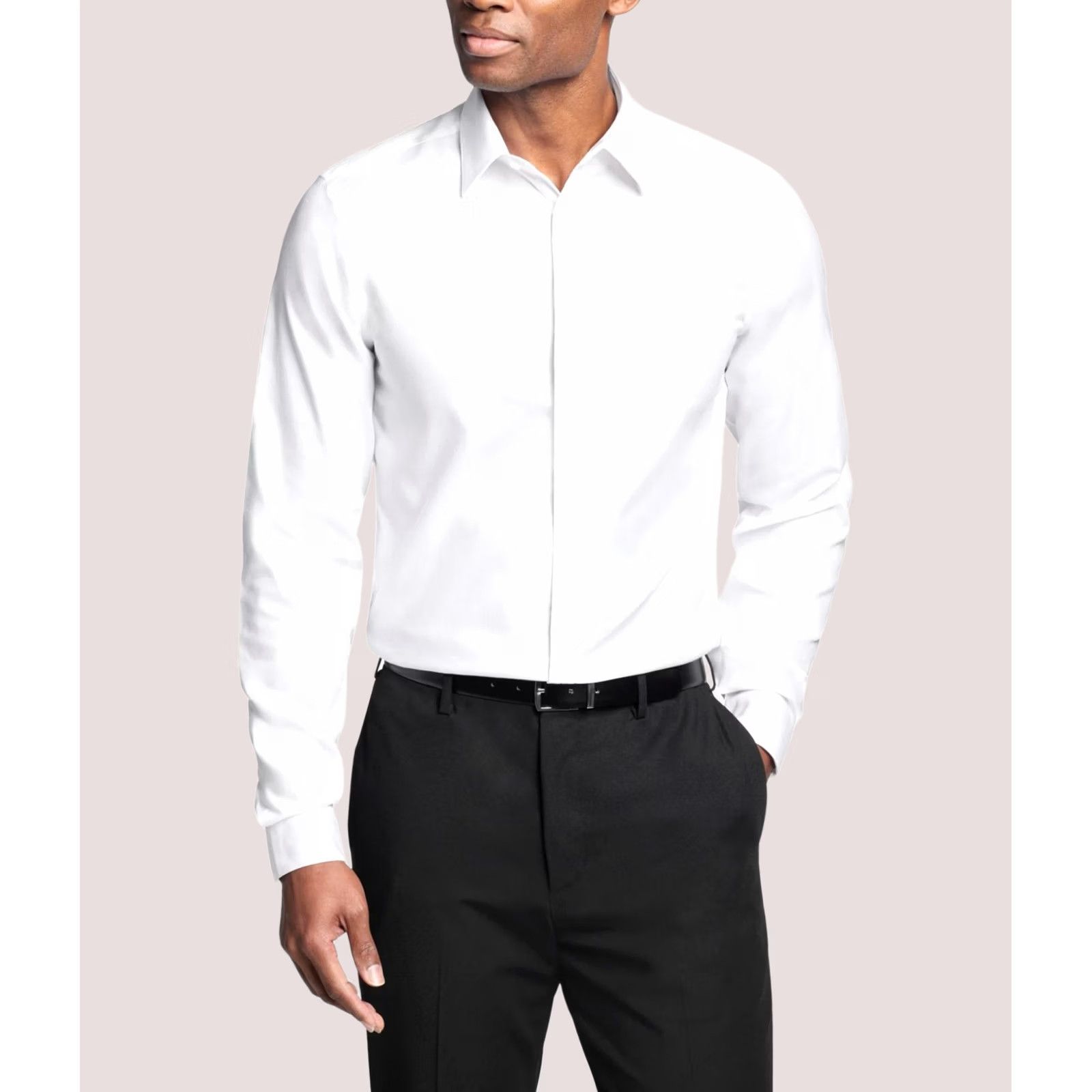 Calvin Klein Calvin Klein Mens Stretch Button Down Dress Shirt white 17.5 Neck Size 48R - 1 Thumbnail