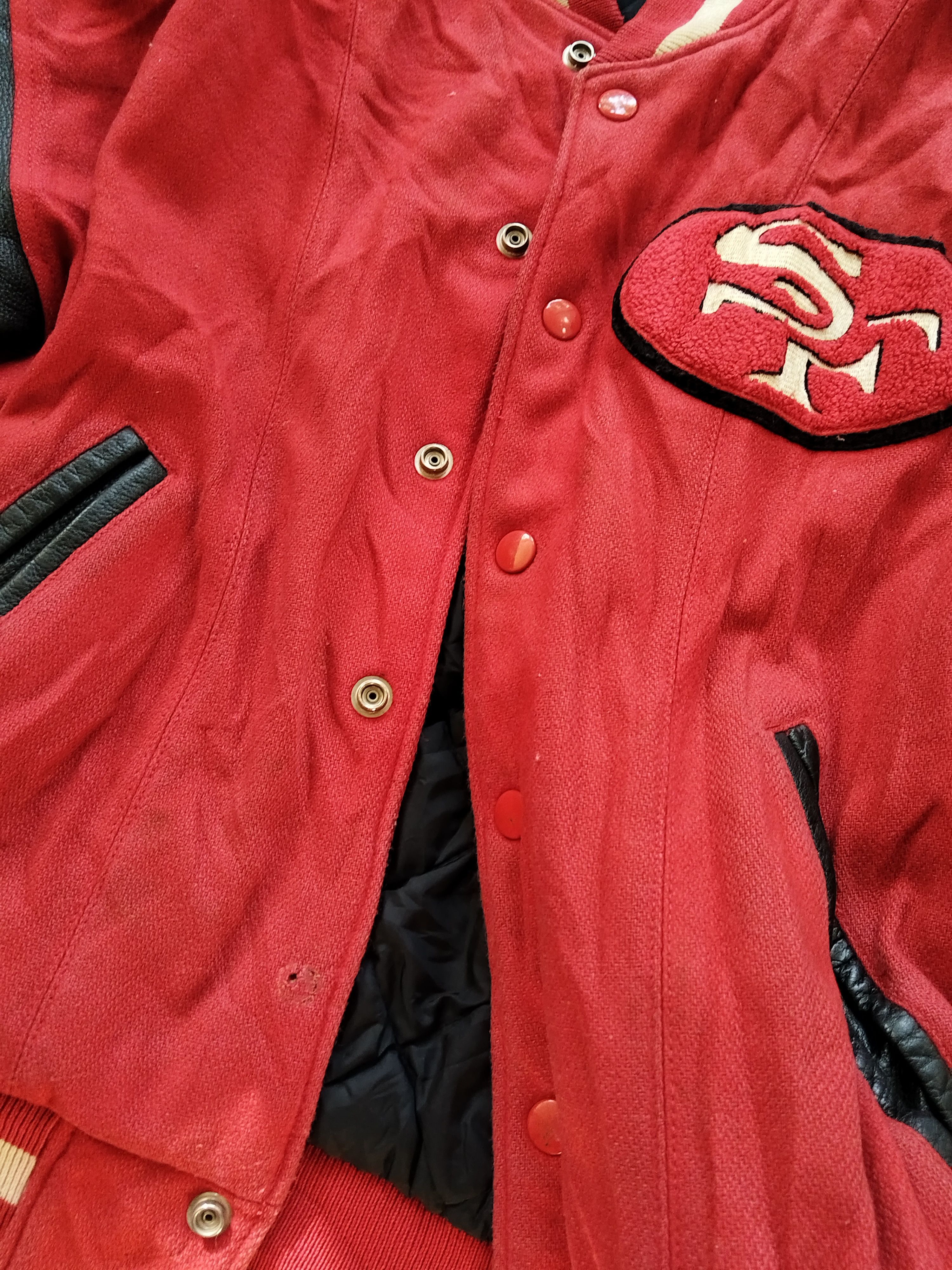 NFL Vintage 49ers varsity leather sleeve jacket Size US M / EU 48-50 / 2 - 7 Thumbnail