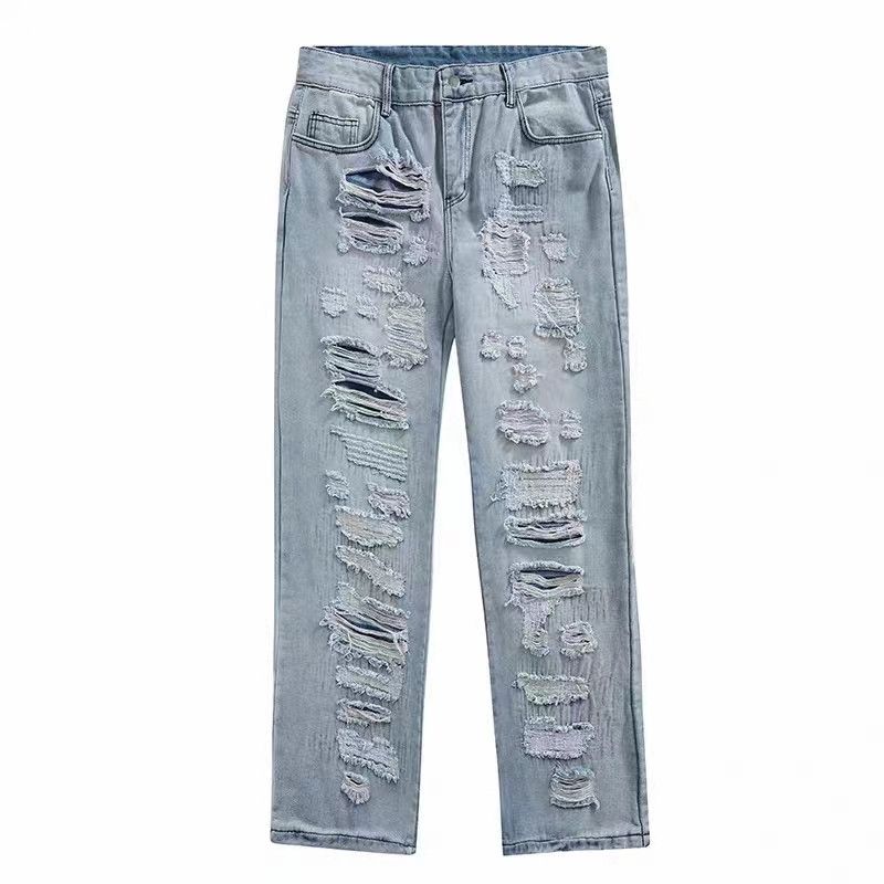 Japanese Brand × Jean Street Hip Hop Ripped Wide Leg Jeans Size US 33 - 5 Thumbnail