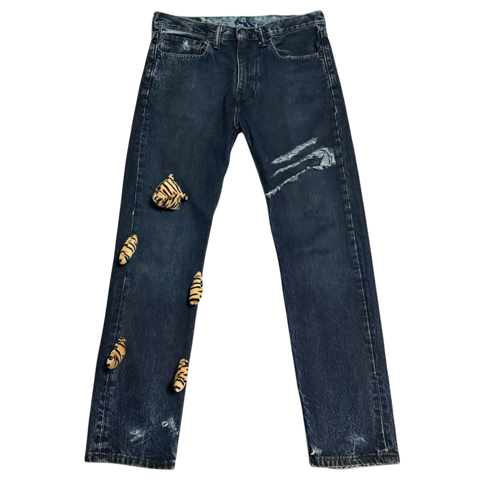 Levi's Reworked Levi's Jeans Tiger Attack Customized Modified OOAK Size US 31 - 1 Thumbnail