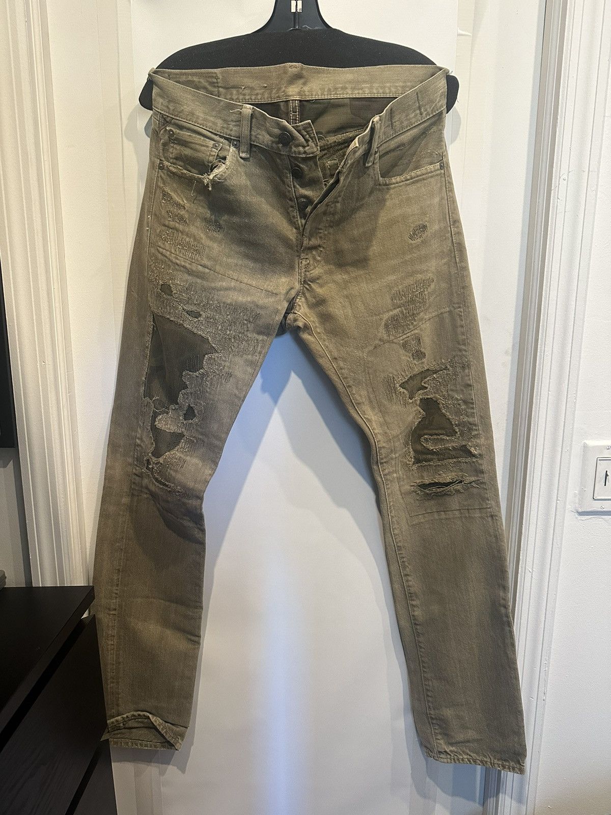 image of Vintage Repaired Green Ralph Laurent Jeans, Men's (Size 32)