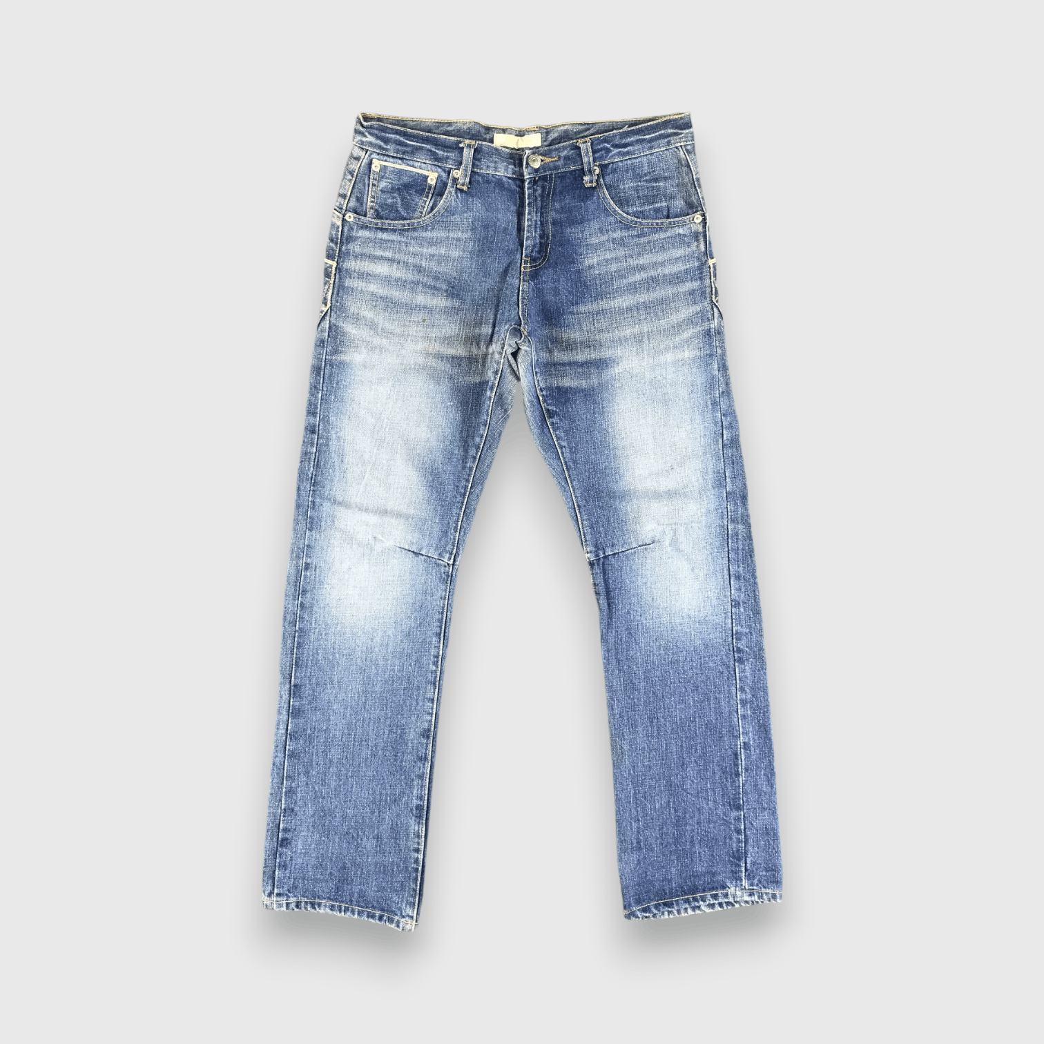 Japanese Brand Olive Des Olive Selvedge Jeans Medium Wash Denim -J2838 Size US 33 - 1 Thumbnail