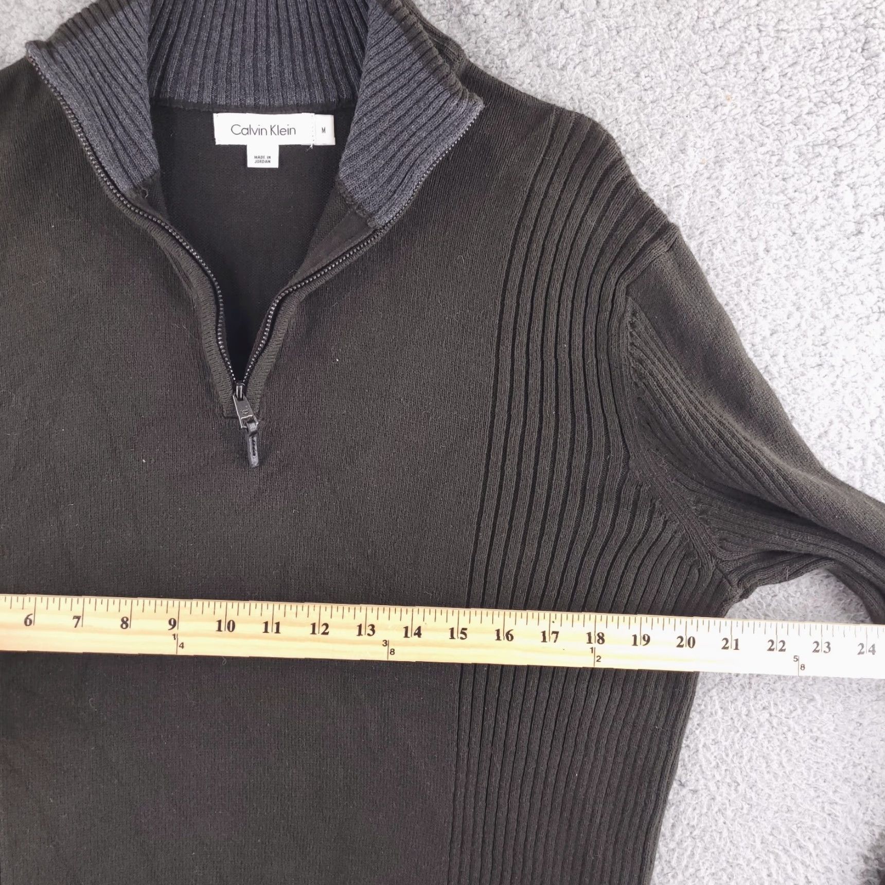 Calvin Klein Calvin Klein Sweater Mens Medium Brown Chocolate Knit Quarter Zip Pullover Size US M / EU 48-50 / 2 - 6 Thumbnail