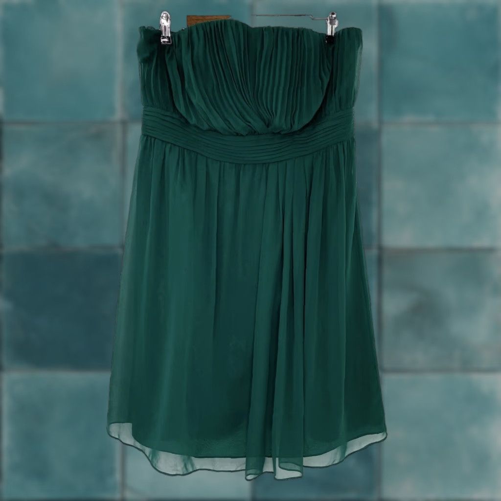 Vintage NWT The Limited Green Strapless A-Line Dress Short 14 Women Sleeveless Party Cocktail Chiffon Zip NWT Size XL / US 12-14 / IT 48-50 - 1 Thumbnail