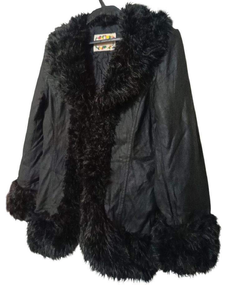 Faux Fur Waxed Leather Long Blazers