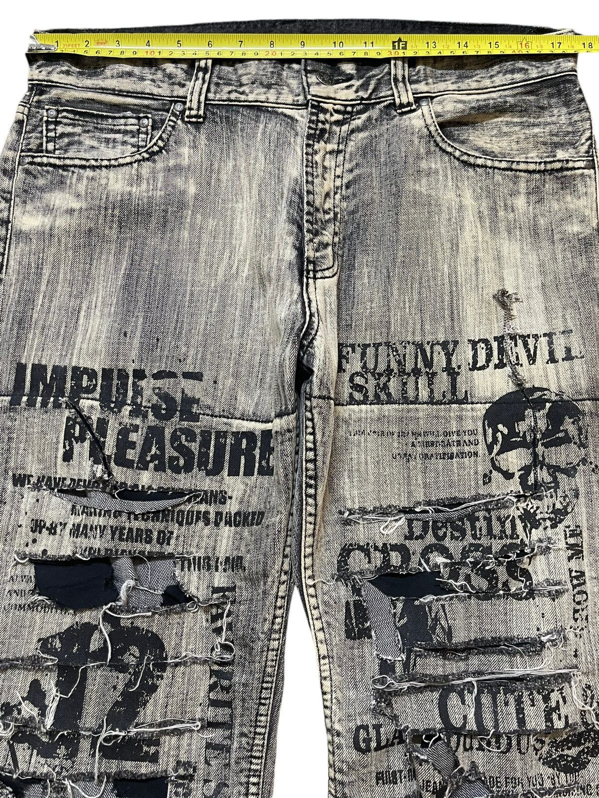 If Six Was Nine Vintage Japanese Brand Punk Skull Distressed Wide Leg Jeans Size US 34 / EU 50 - 11 Thumbnail