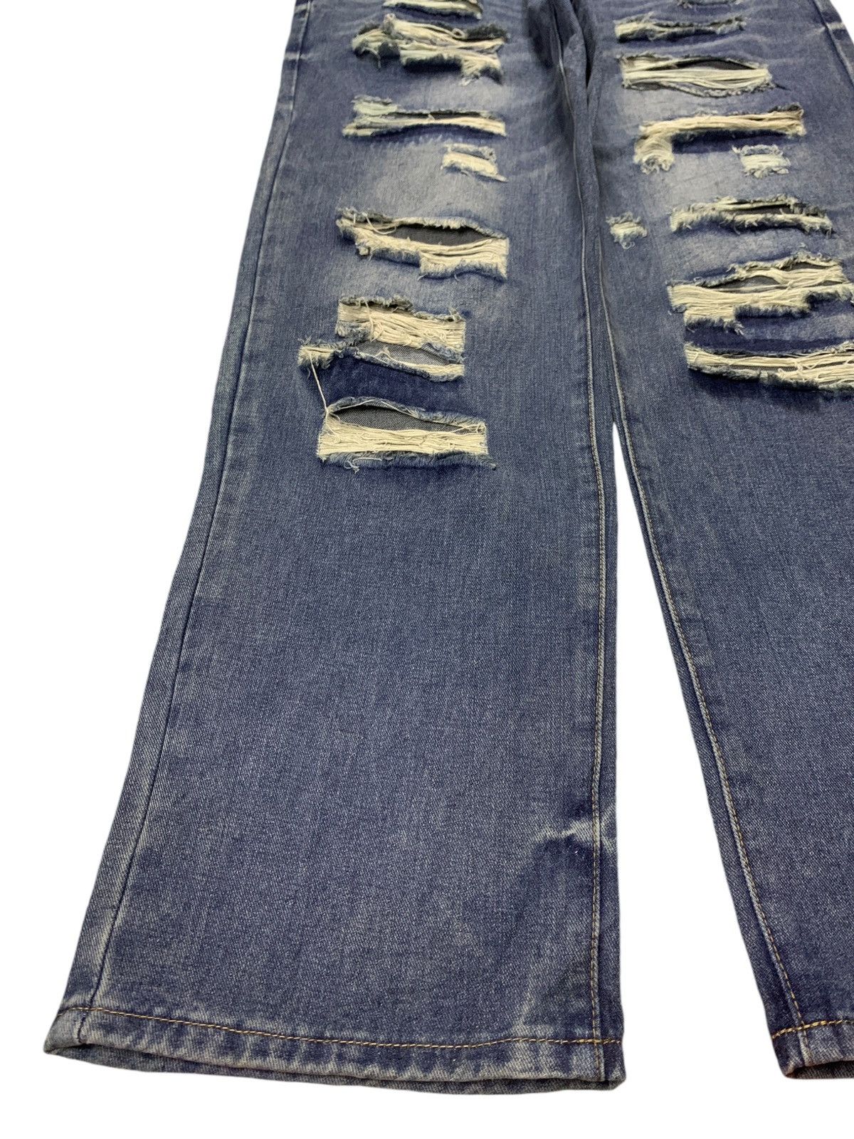 Japanese Brand SALES🔥Vintage Japanese Brand Blue Wash Ripped Baggy Jeans Size US 36 / EU 52 - 6 Thumbnail