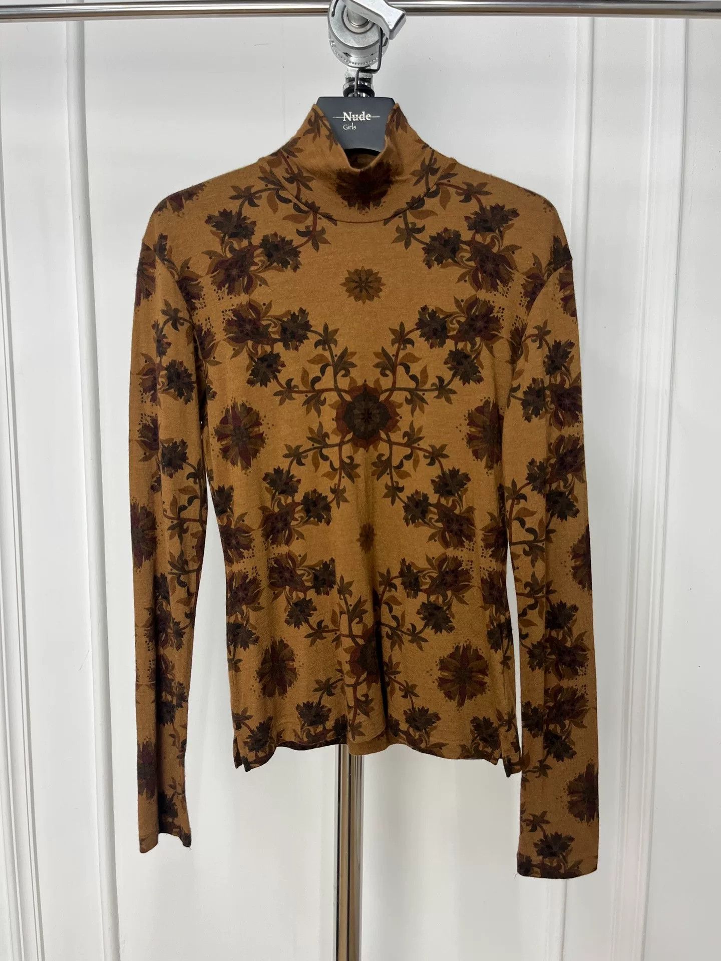 Yohji Yamamoto Floral Turtleneck Wool Top Size M / US 6-8 / IT 42-44 - 1 Thumbnail